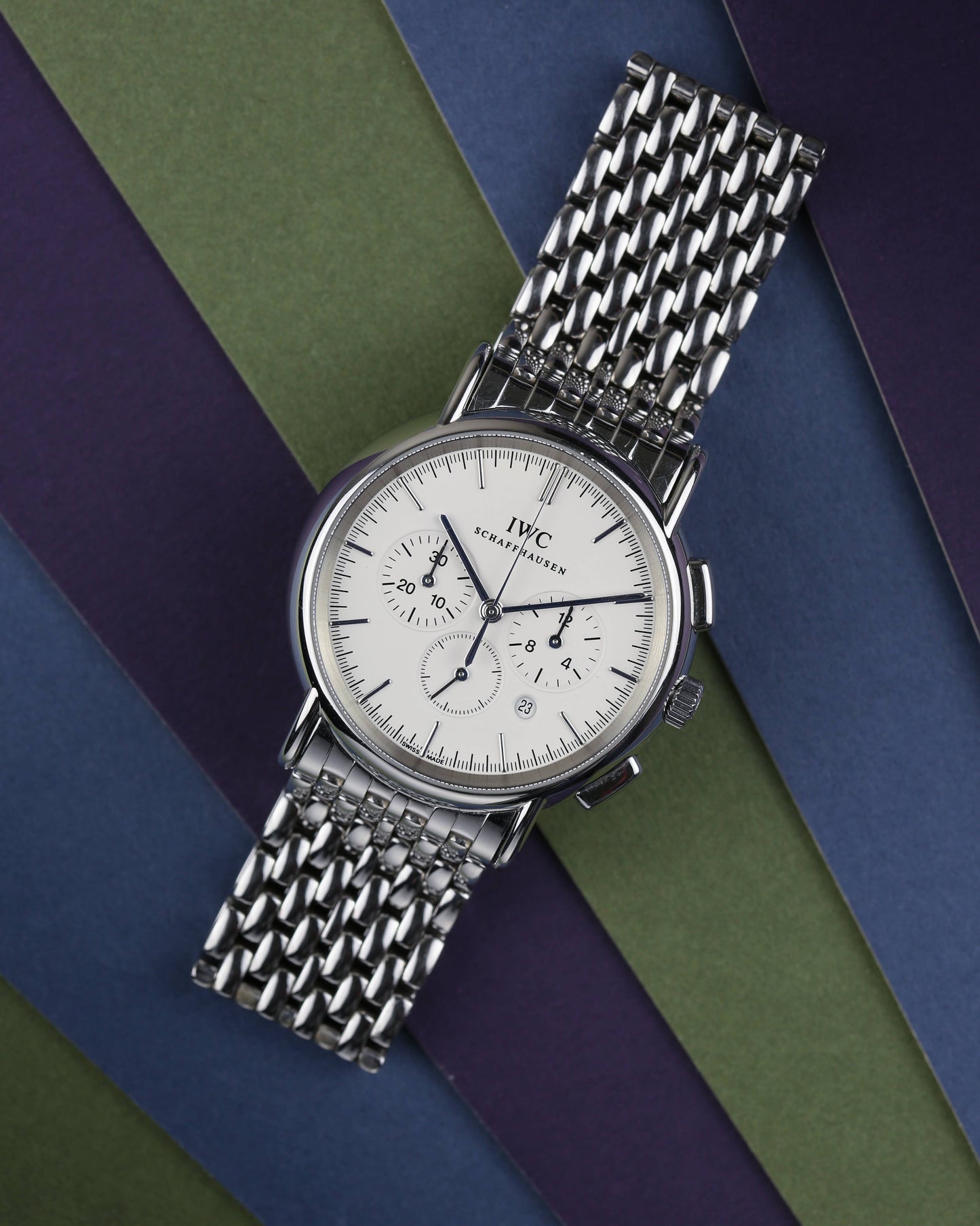 IWC Portofino Chronograph IW3724-03 MecaQuartz Steel Bracelet Serviced