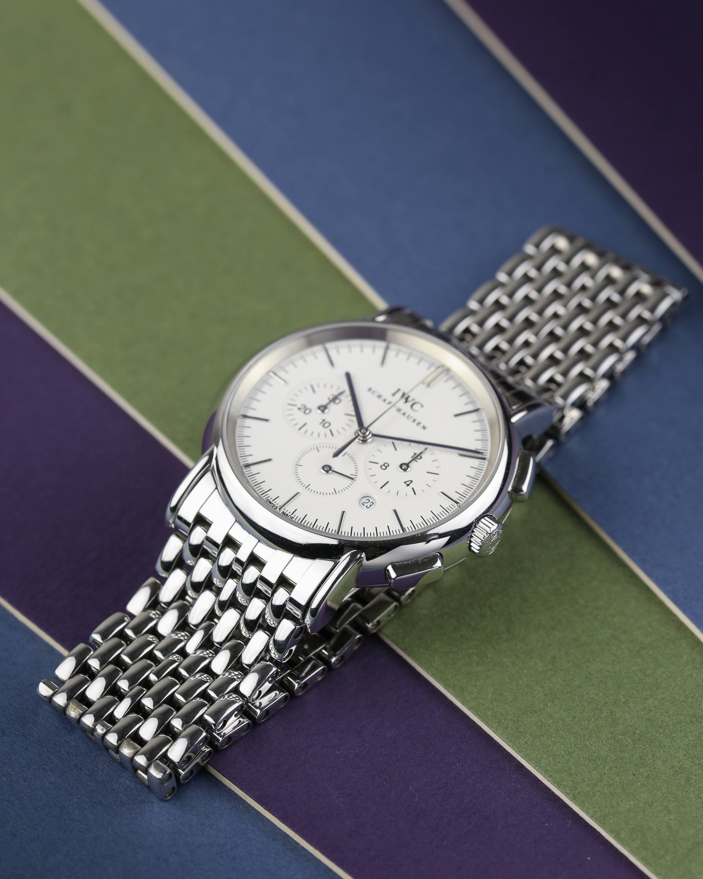 IWC Portofino Chronograph IW3724-03 MecaQuartz Steel Bracelet Serviced