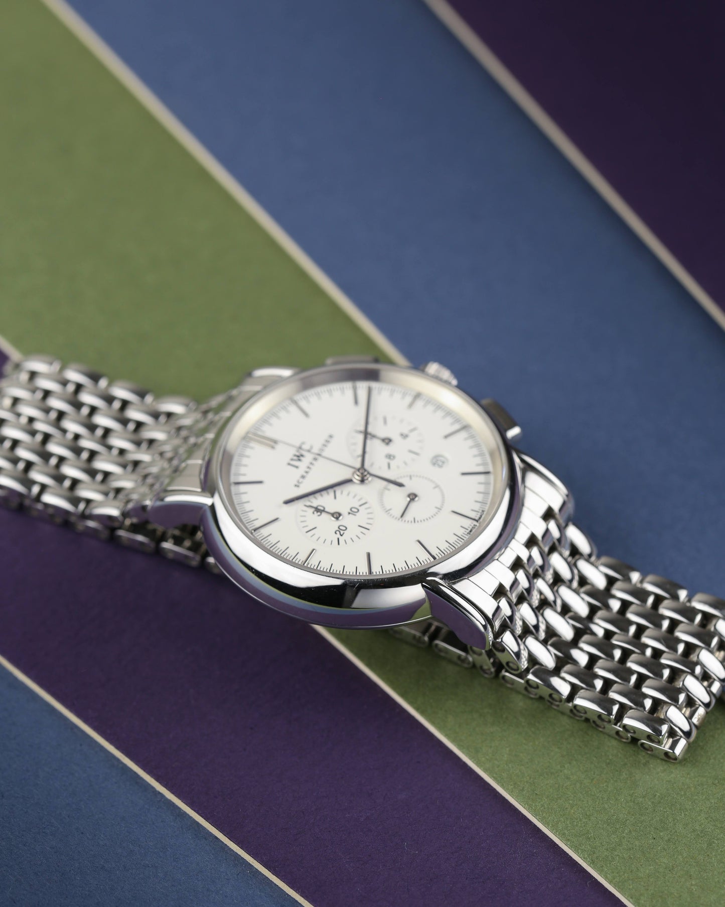 IWC Portofino Chronograph IW3724-03 MecaQuartz Steel Bracelet Serviced