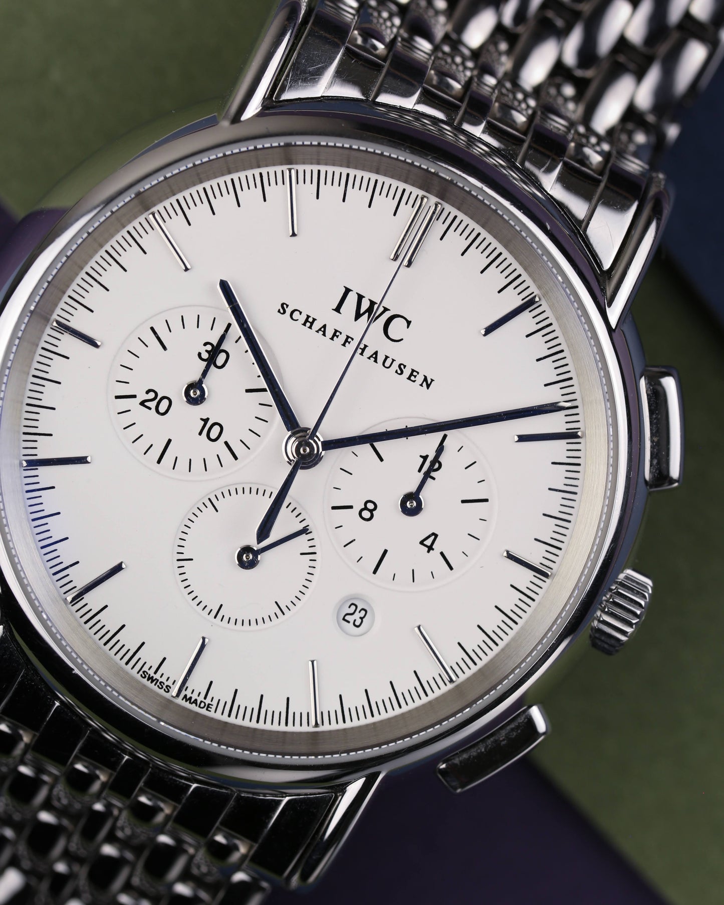 IWC Portofino Chronograph IW3724-03 MecaQuartz Steel Bracelet Serviced