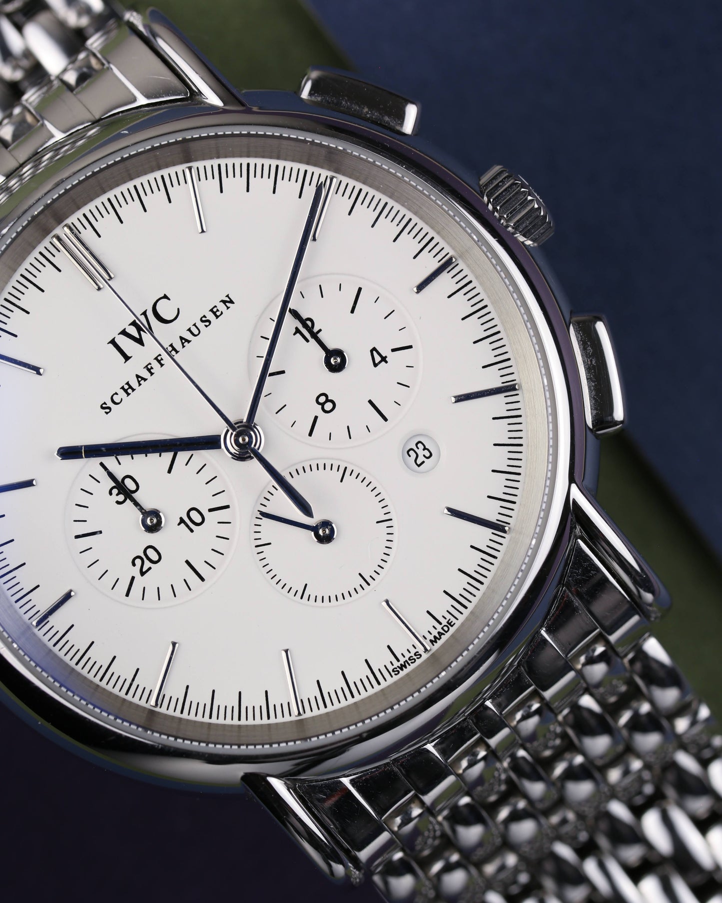 IWC Portofino Chronograph IW3724-03 MecaQuartz Steel Bracelet Serviced