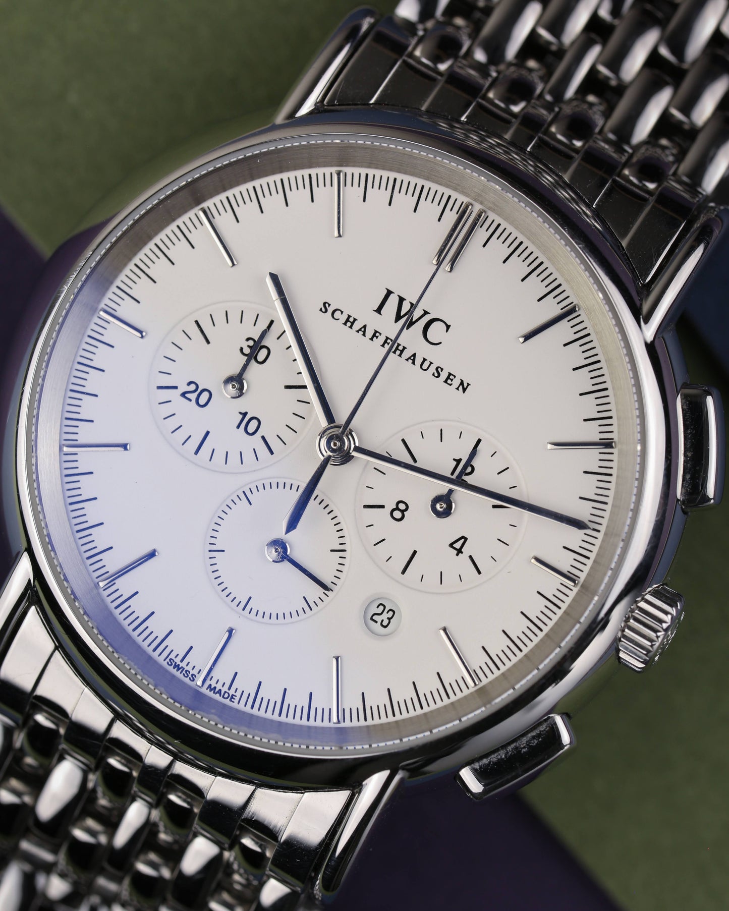 IWC Portofino Chronograph IW3724-03 MecaQuartz Steel Bracelet Serviced