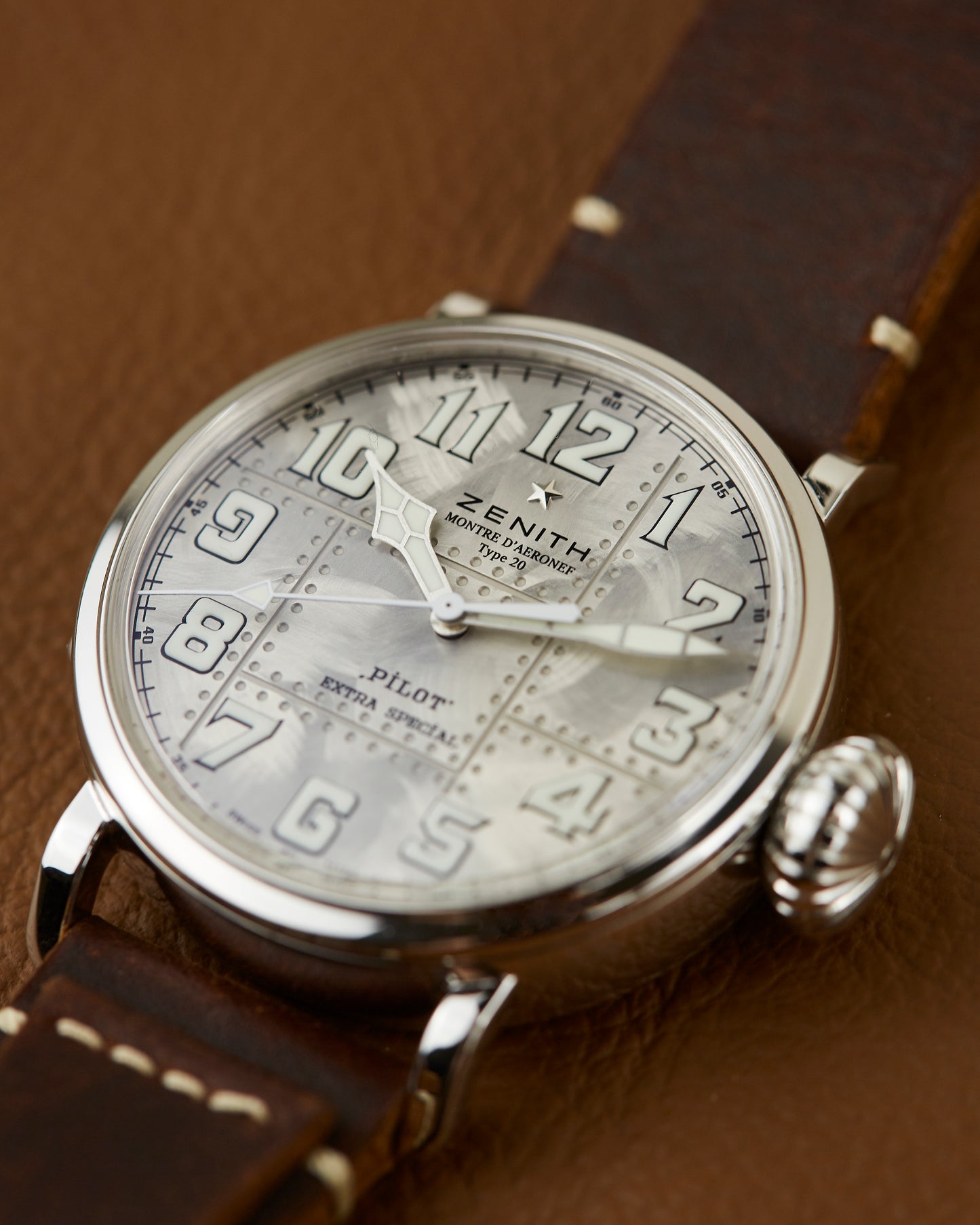 Zenith Pilot Montre D'Aeronef Type 20 Extra Special AG925 Silver 05.2430.679/17.c902 Full Set