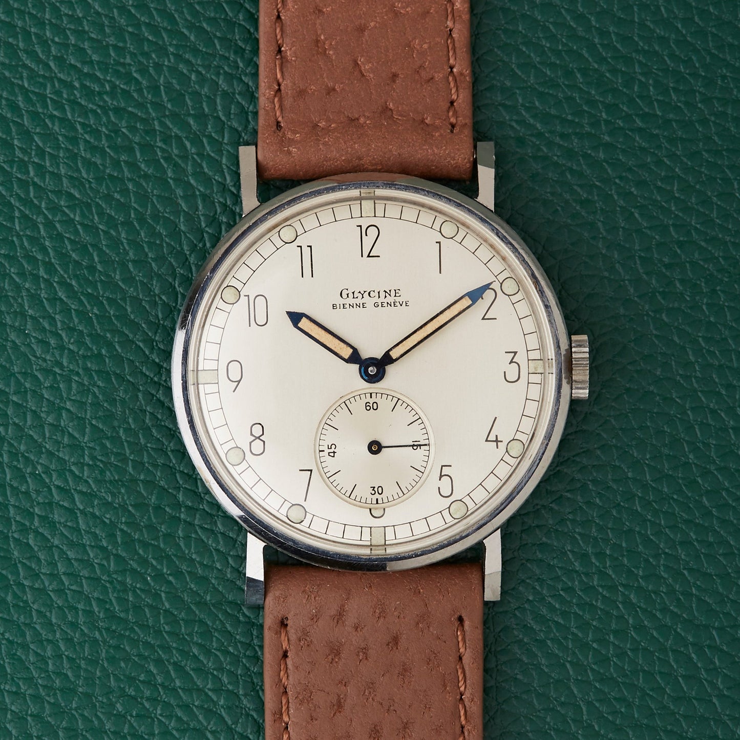 Glycine Bienne Geneve Art Deco Dial Stainless Steel Vintage