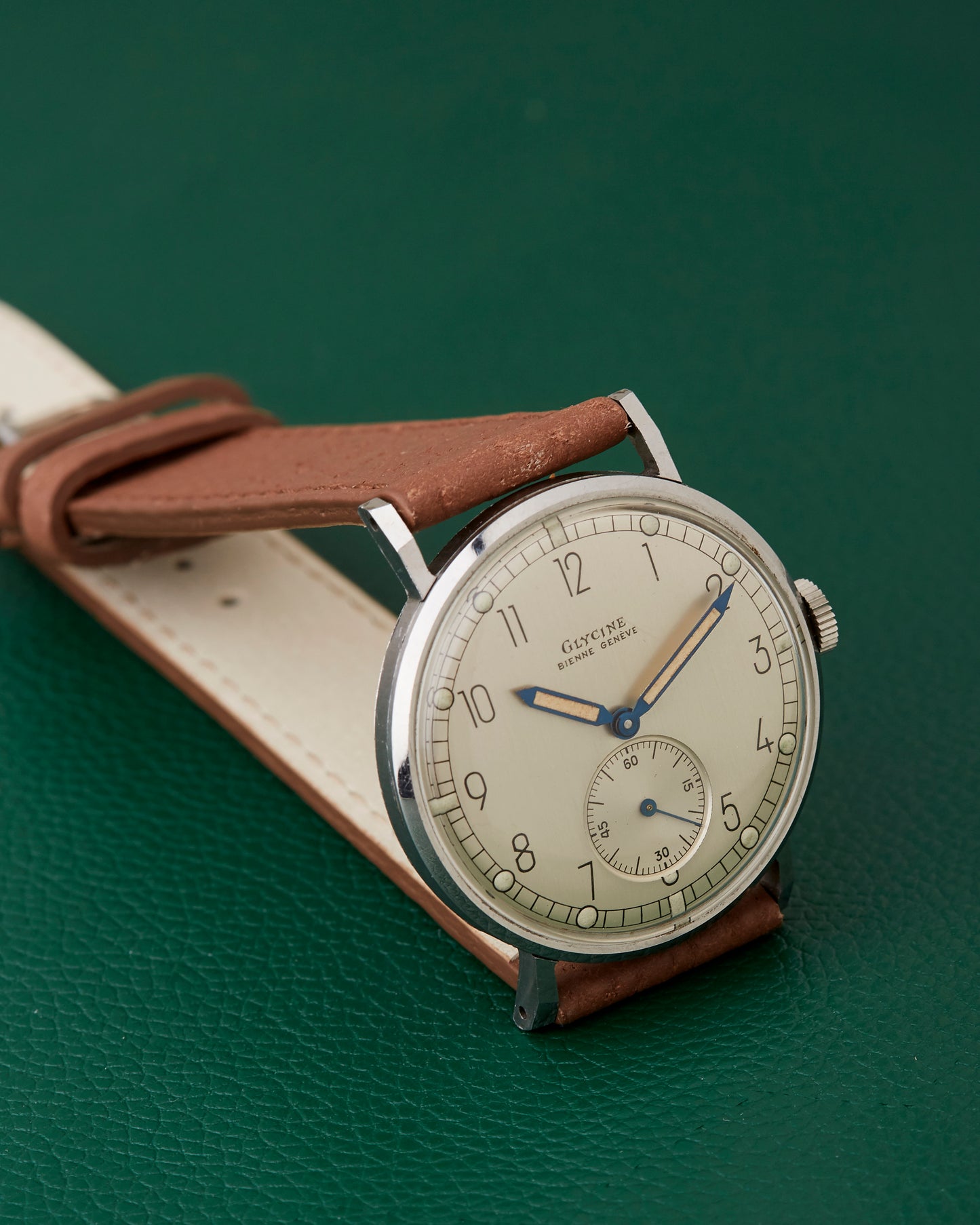 Glycine Bienne Geneve Art Deco Dial Stainless Steel Vintage