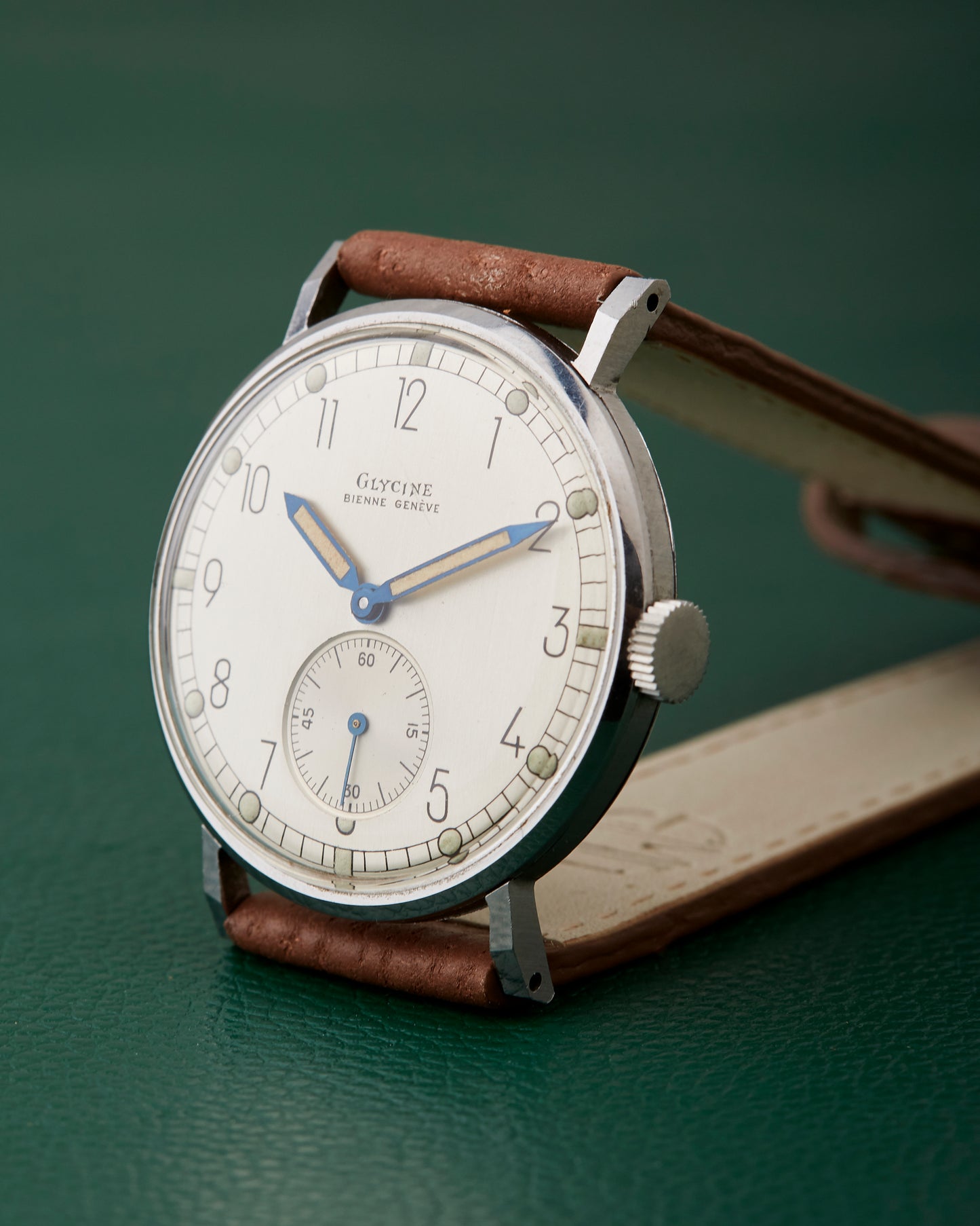 Glycine Bienne Geneve Art Deco Dial Stainless Steel Vintage