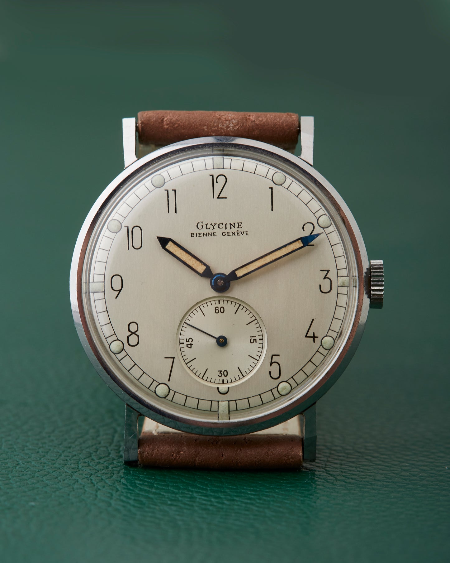 Glycine Bienne Geneve Art Deco Dial Stainless Steel Vintage