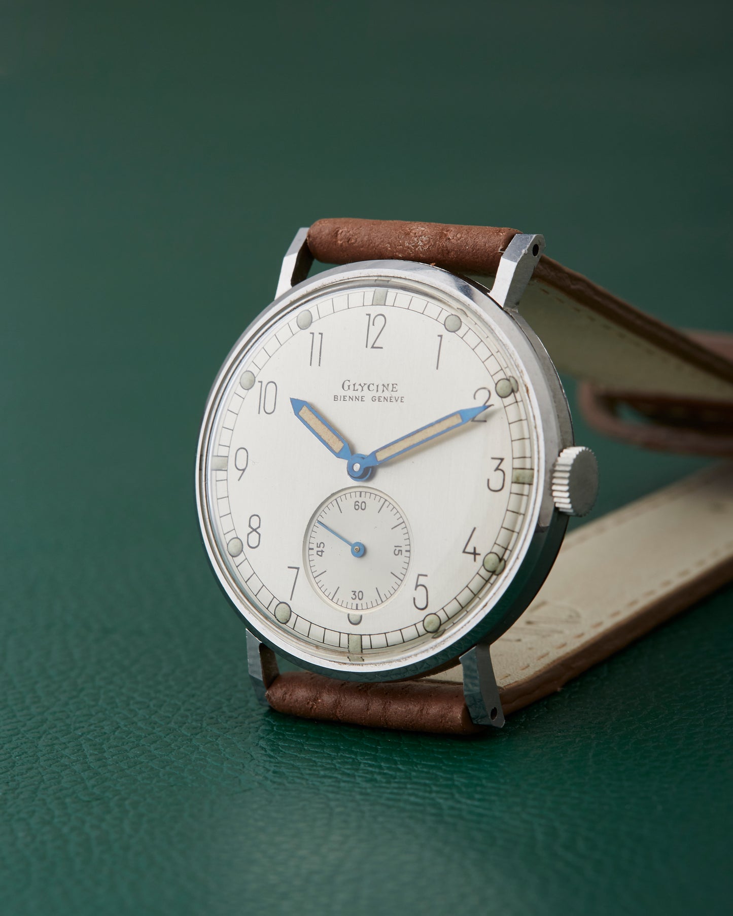 Glycine Bienne Geneve Art Deco Dial Stainless Steel Vintage