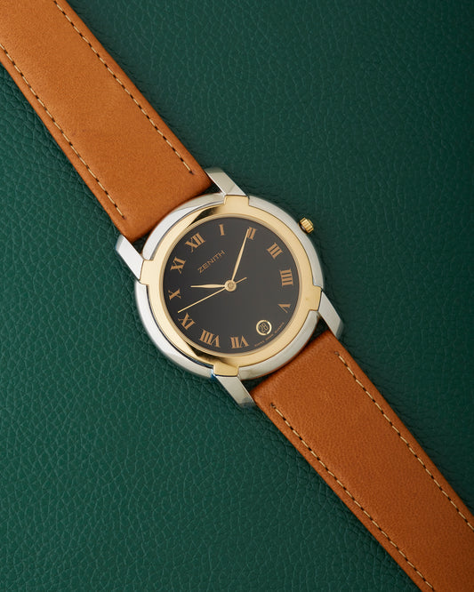 Zenith NOS Ref. 19.0130.387 Vintage Two Toned Black Dial Watch