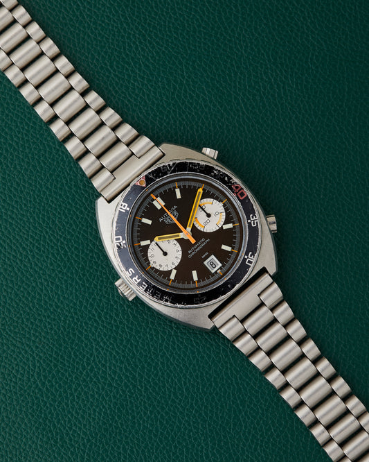 Heuer Autavia 11630 P Decompression Bezel Vintage Chocolate Dial