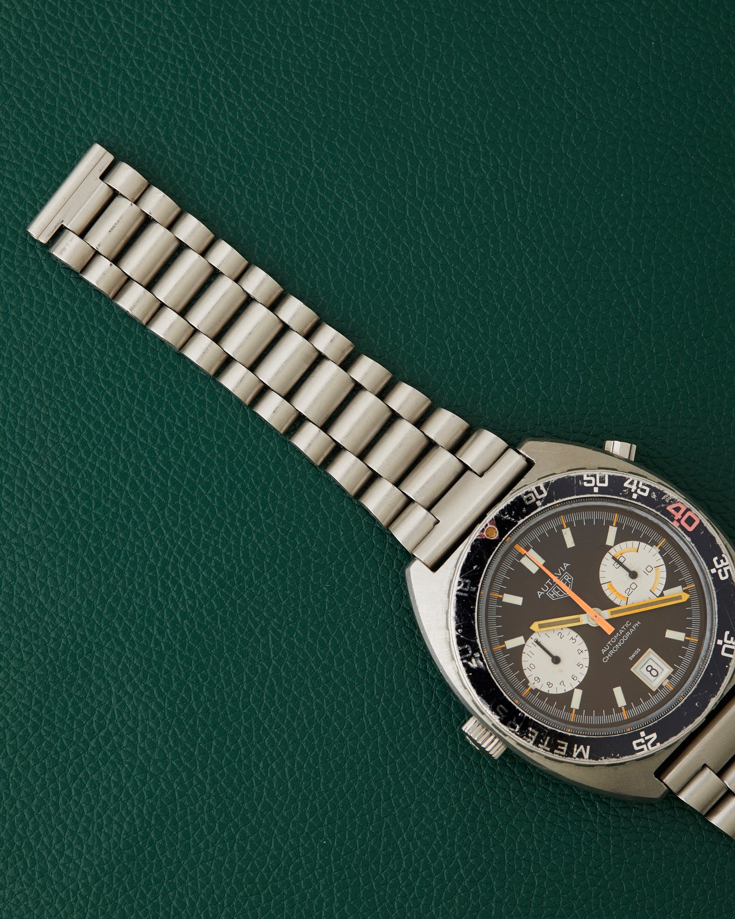 Heuer Autavia 11630 P Decompression Bezel Vintage Chocolate Dial