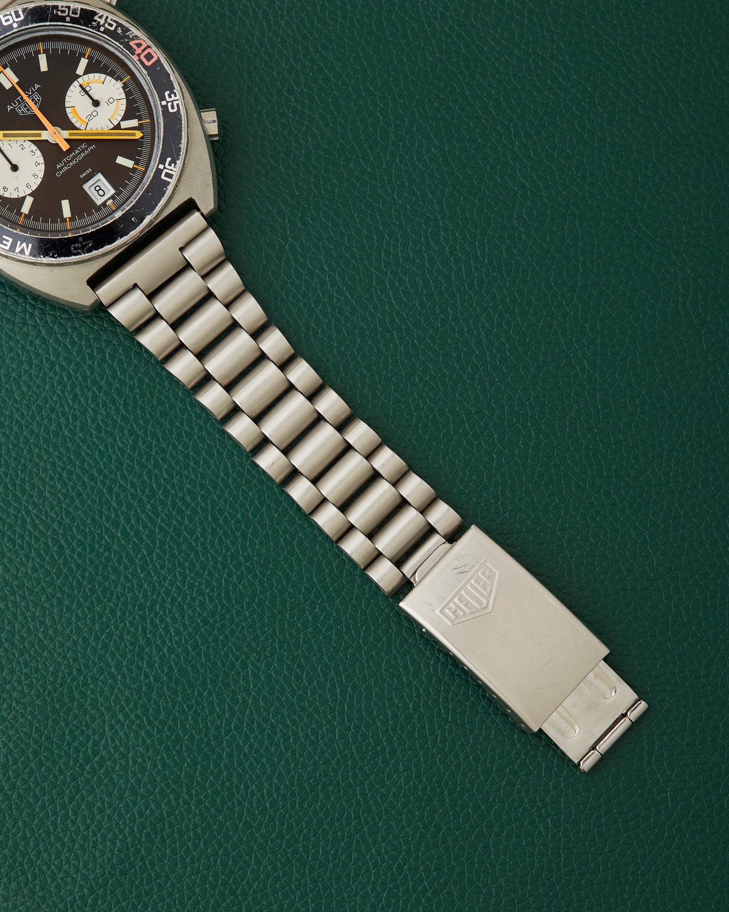 Heuer Autavia 11630 P Decompression Bezel Vintage Chocolate Dial