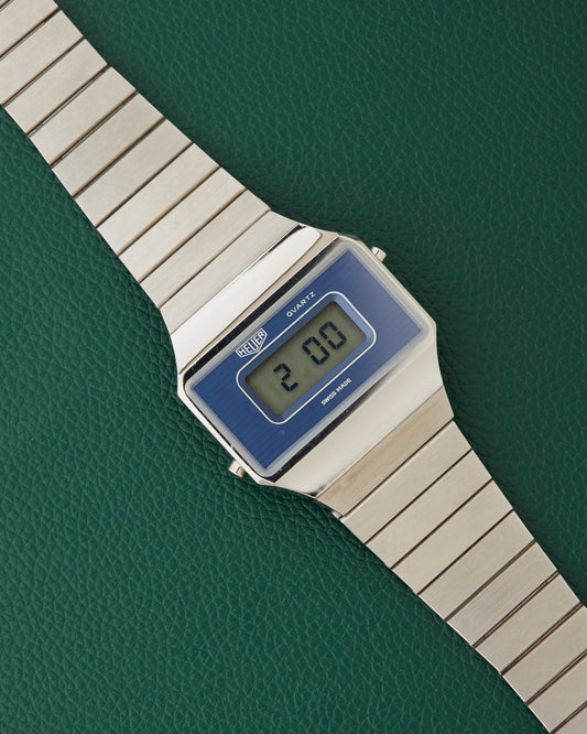 Heuer 941.287 Quartz NOS Digital LCD Vintage Steel Watch Nov 1976