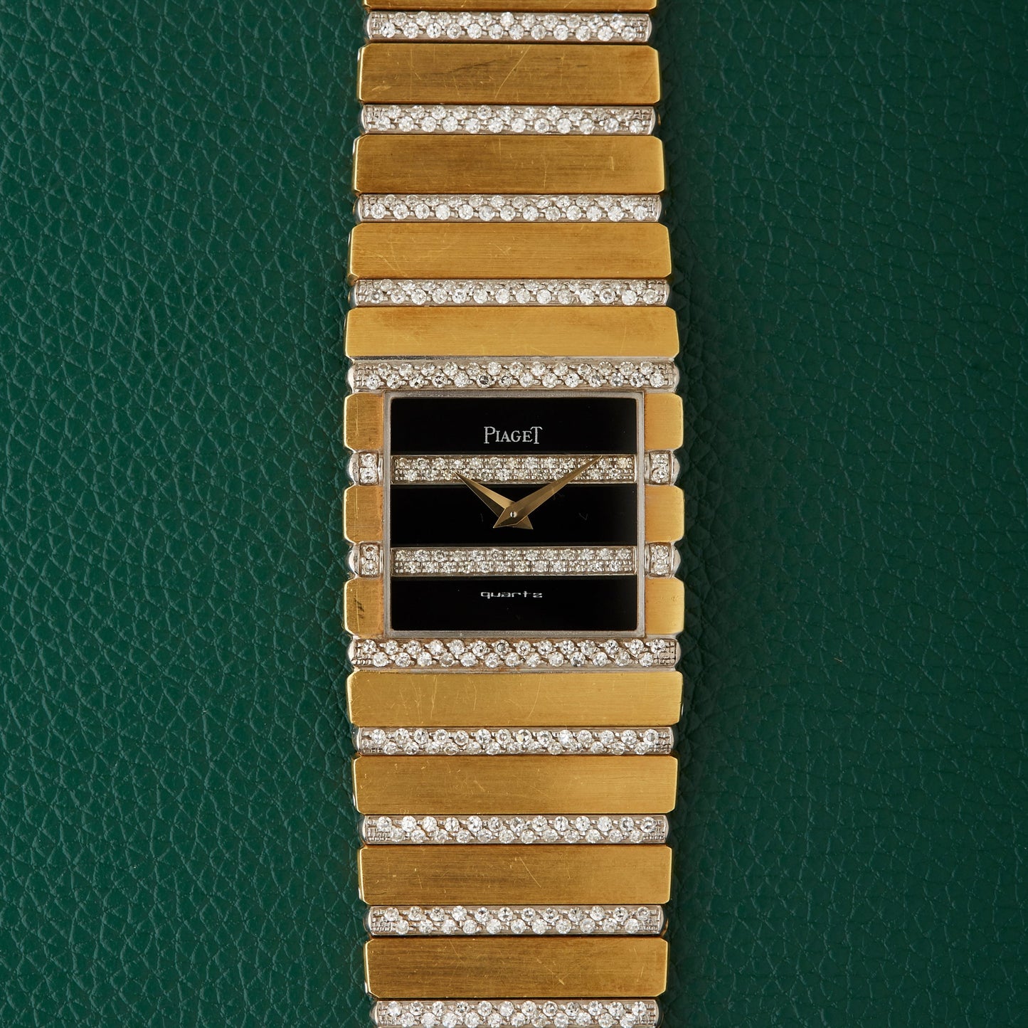Piaget Polo 7131 C705 Square Jumbo 18k Gold Diamonds Onyx Dial