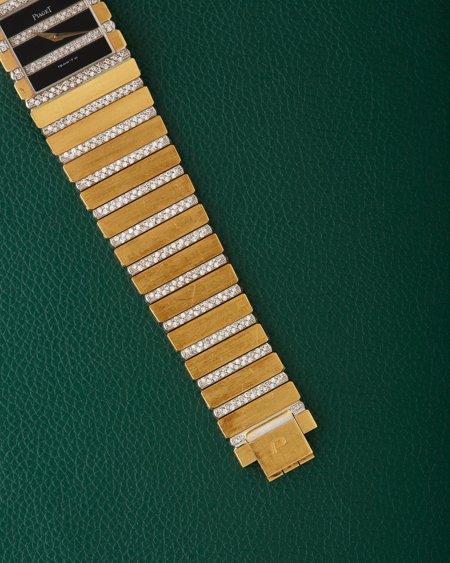 Piaget Polo 7131 C705 Square Jumbo 18k Gold Diamonds Onyx Dial