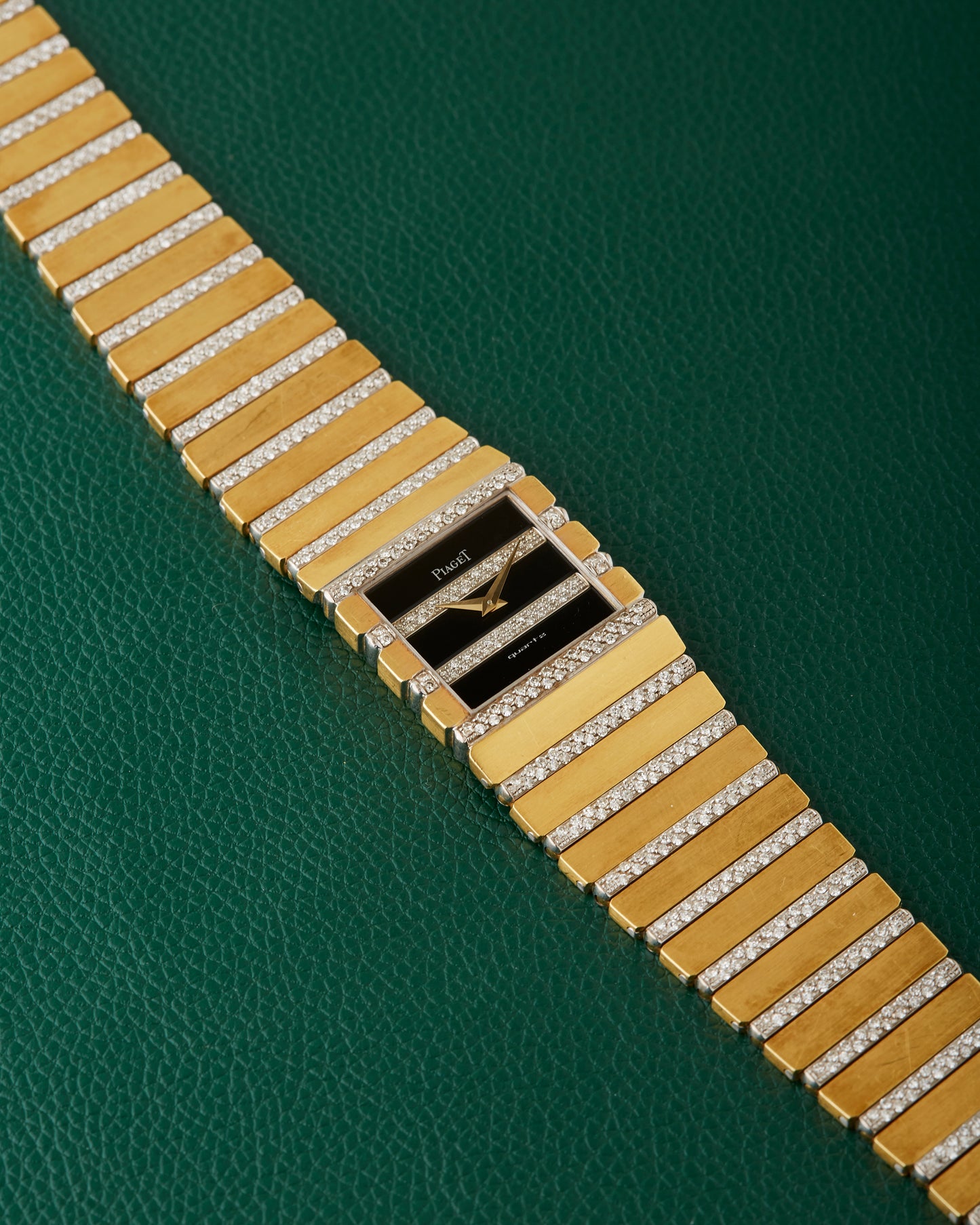 Piaget Polo 7131 C705 Square Jumbo 18k Gold Diamonds Onyx Dial