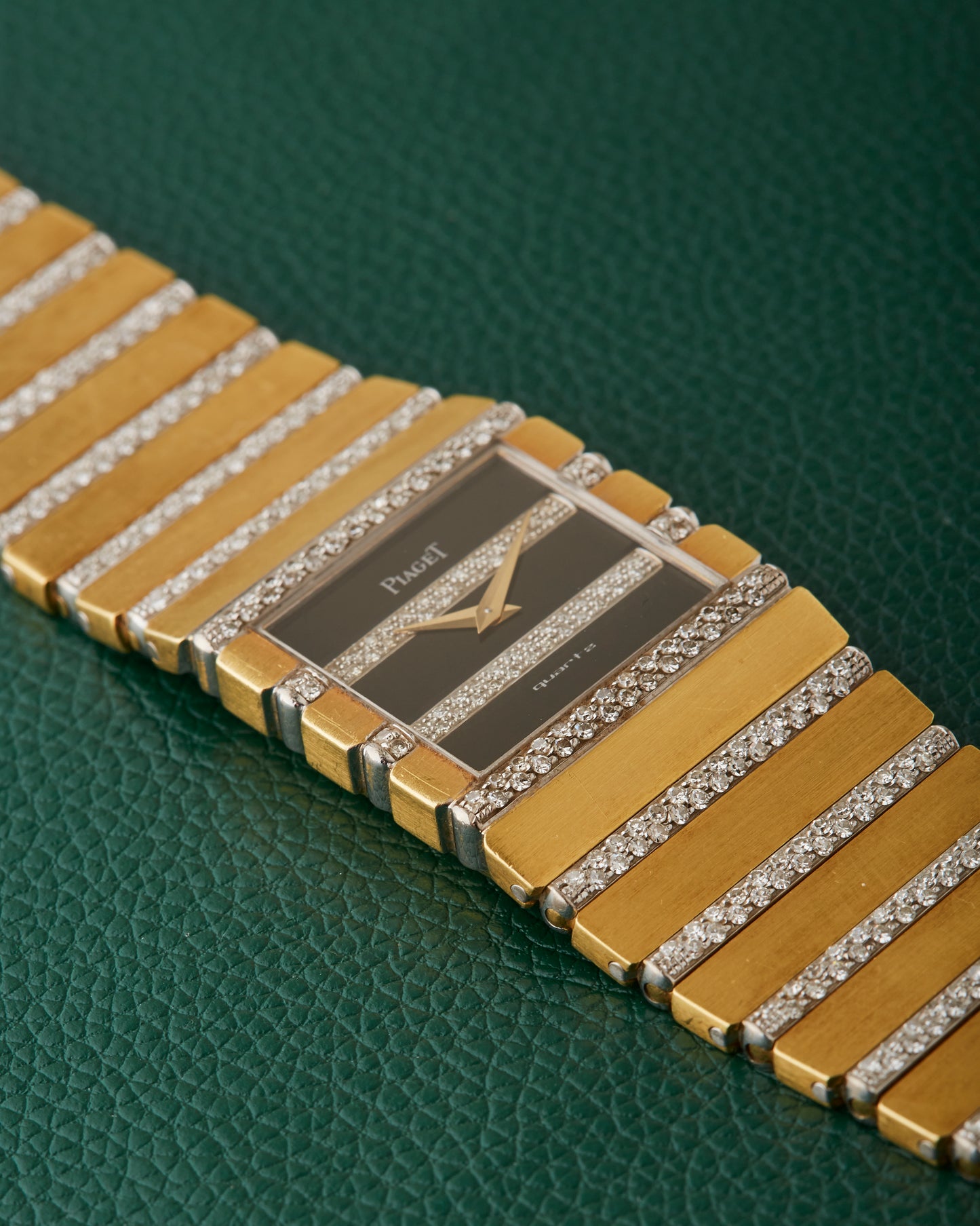 Piaget Polo 7131 C705 Square Jumbo 18k Gold Diamonds Onyx Dial