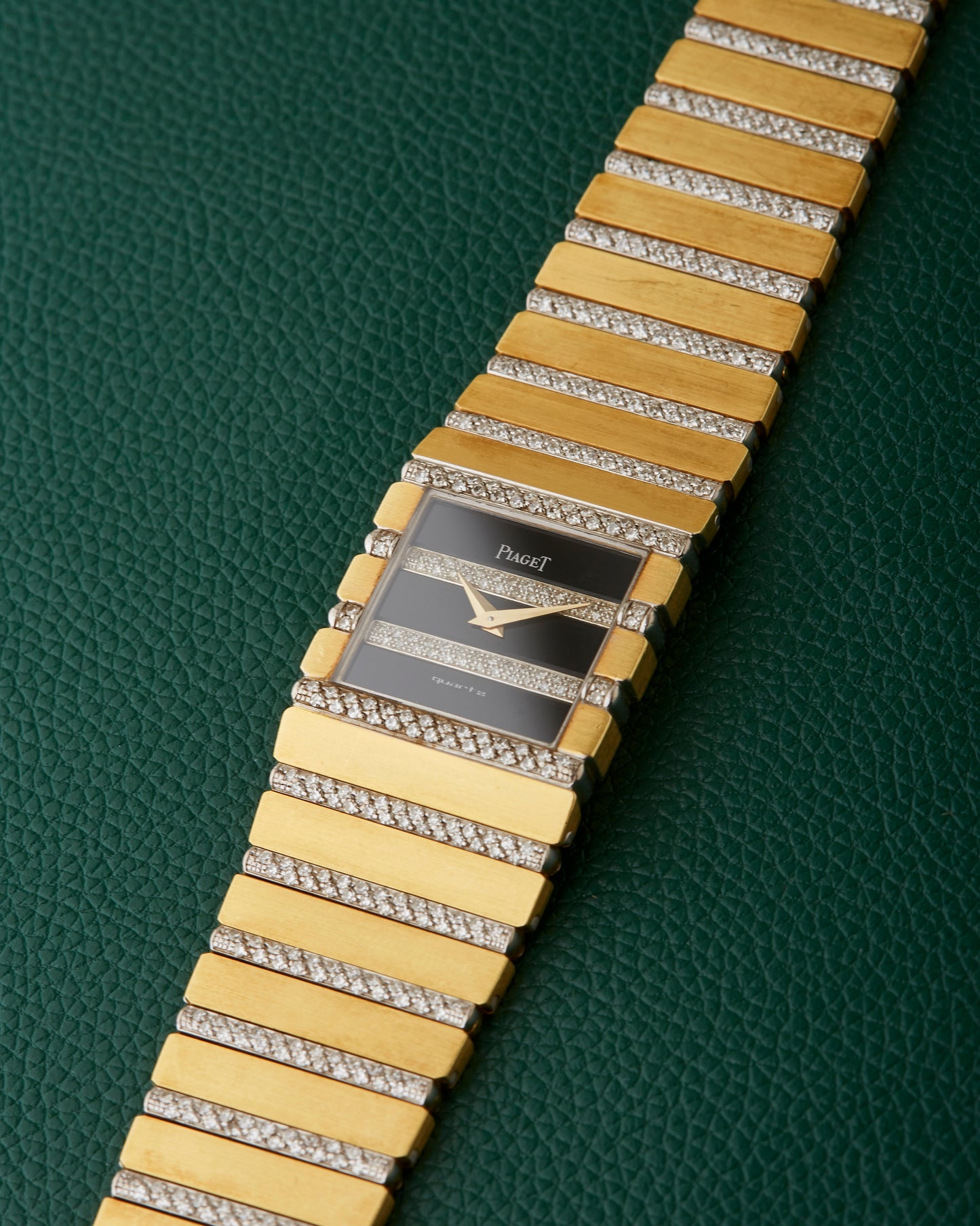 Piaget Polo 7131 C705 Square Jumbo 18k Gold Diamonds Onyx Dial