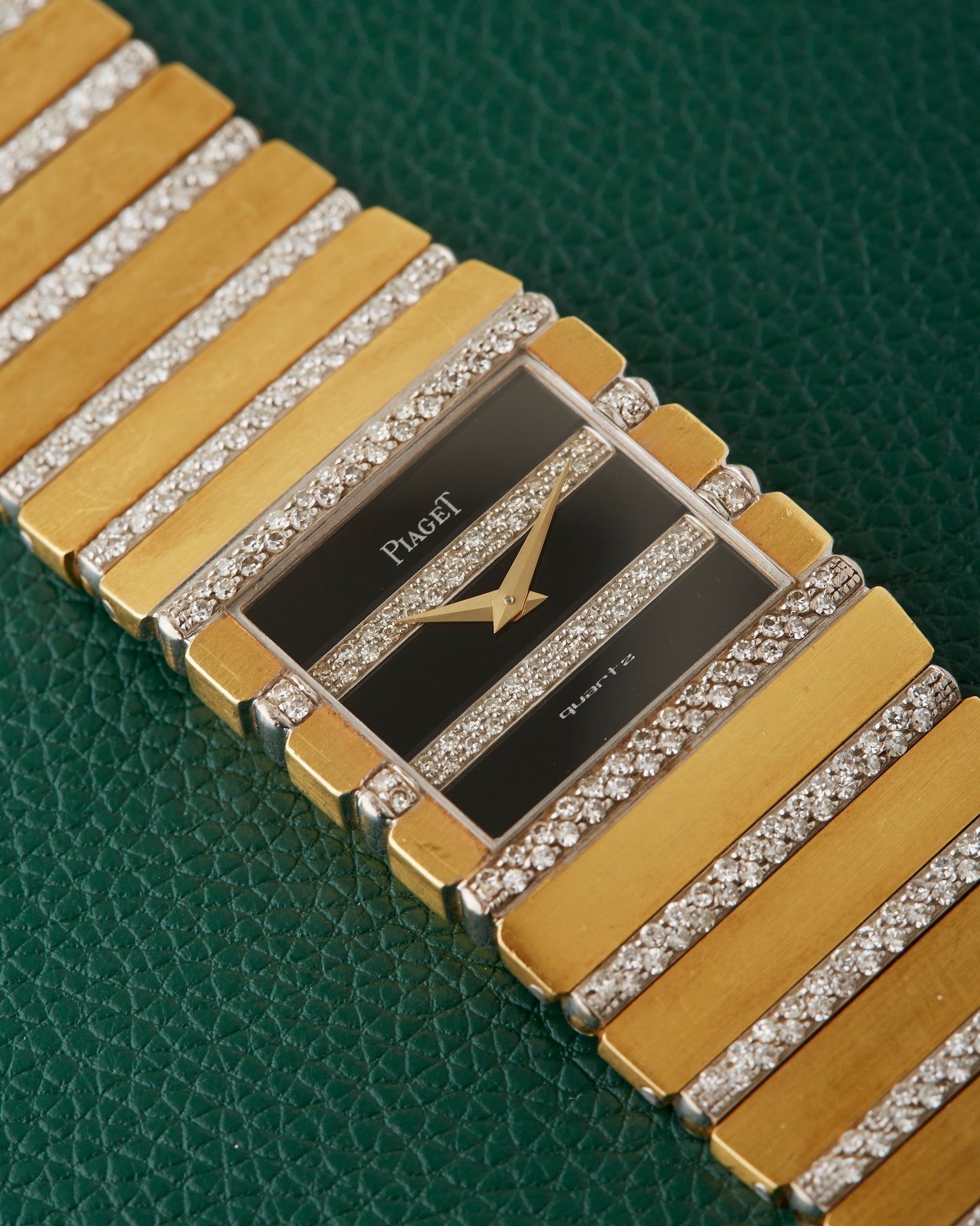 Piaget Polo 7131 C705 Square Jumbo 18k Gold Diamonds Onyx Dial