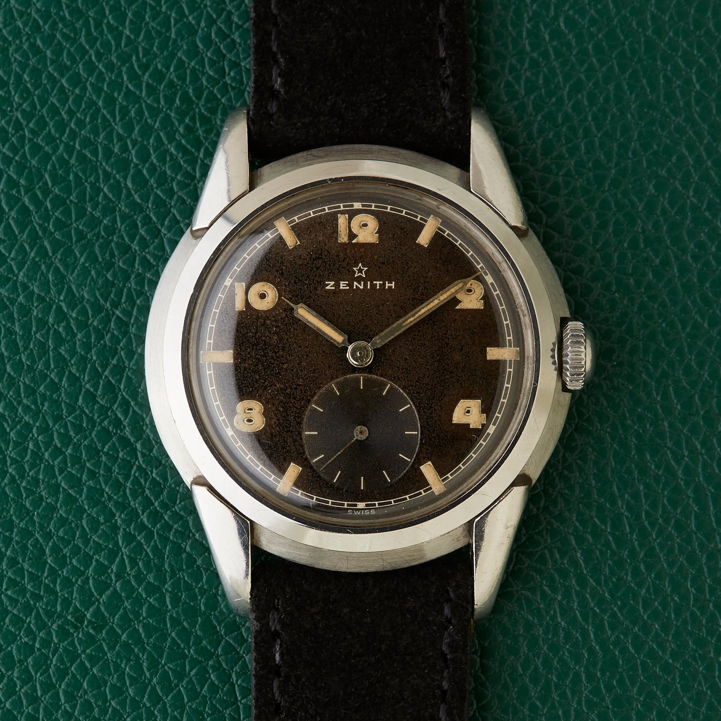 Zenith Dark Chocolate Tropical Dial 1945 Vintage Manual Winding Cal.106 P-6