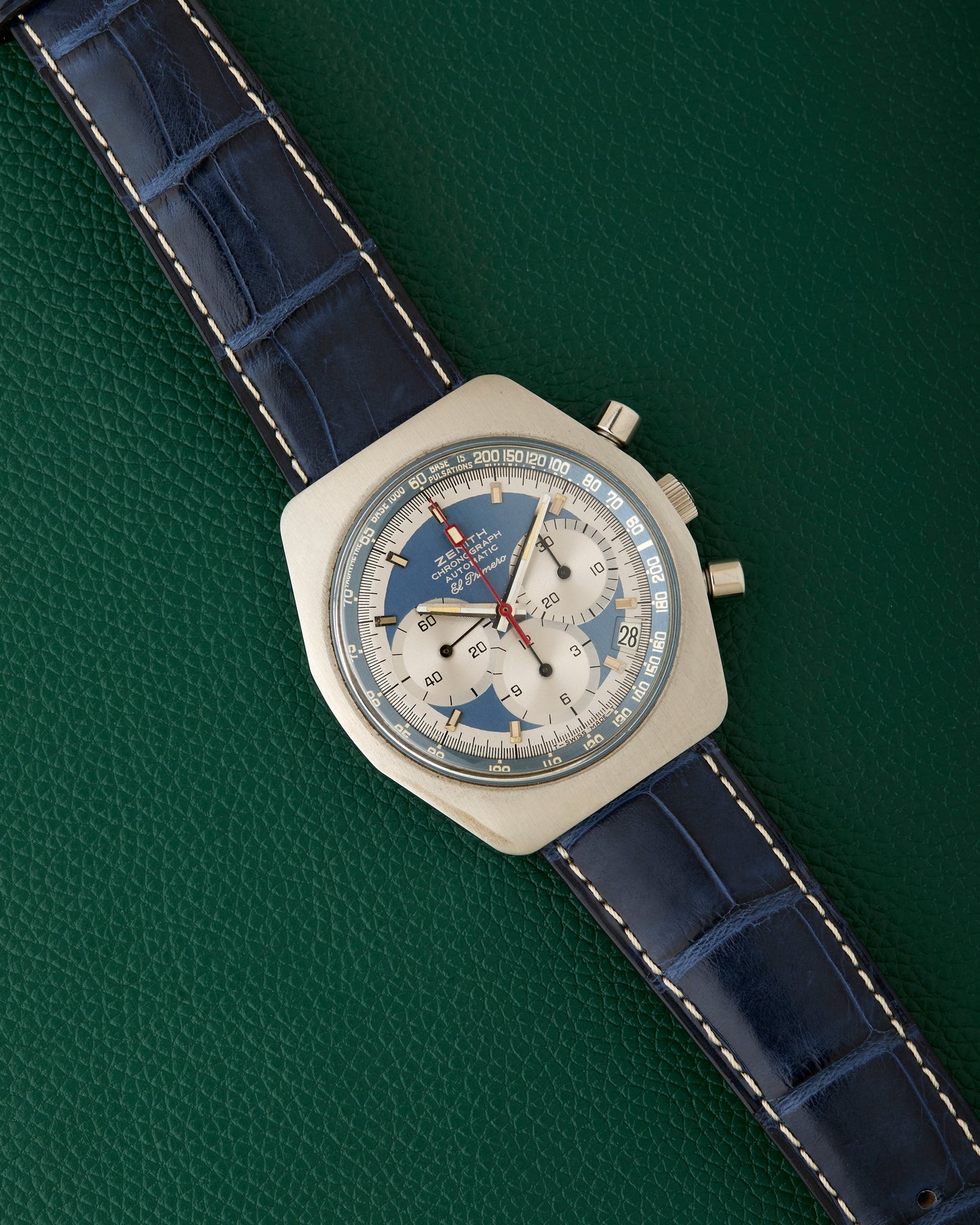 Zenith A788 El Primero Blue Dial Vintage Steel Chronograph