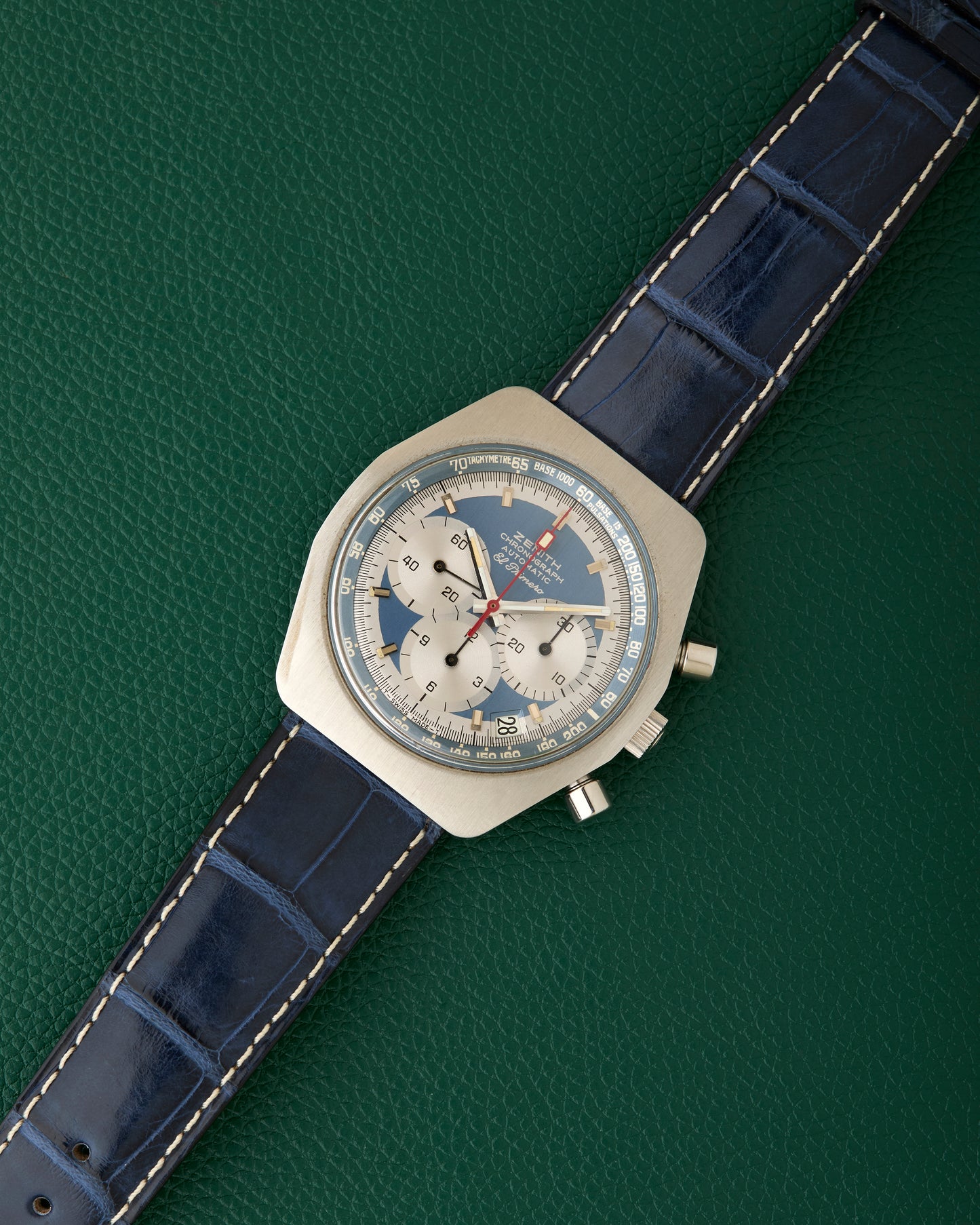 Zenith A788 El Primero Blue Dial Vintage Steel Chronograph