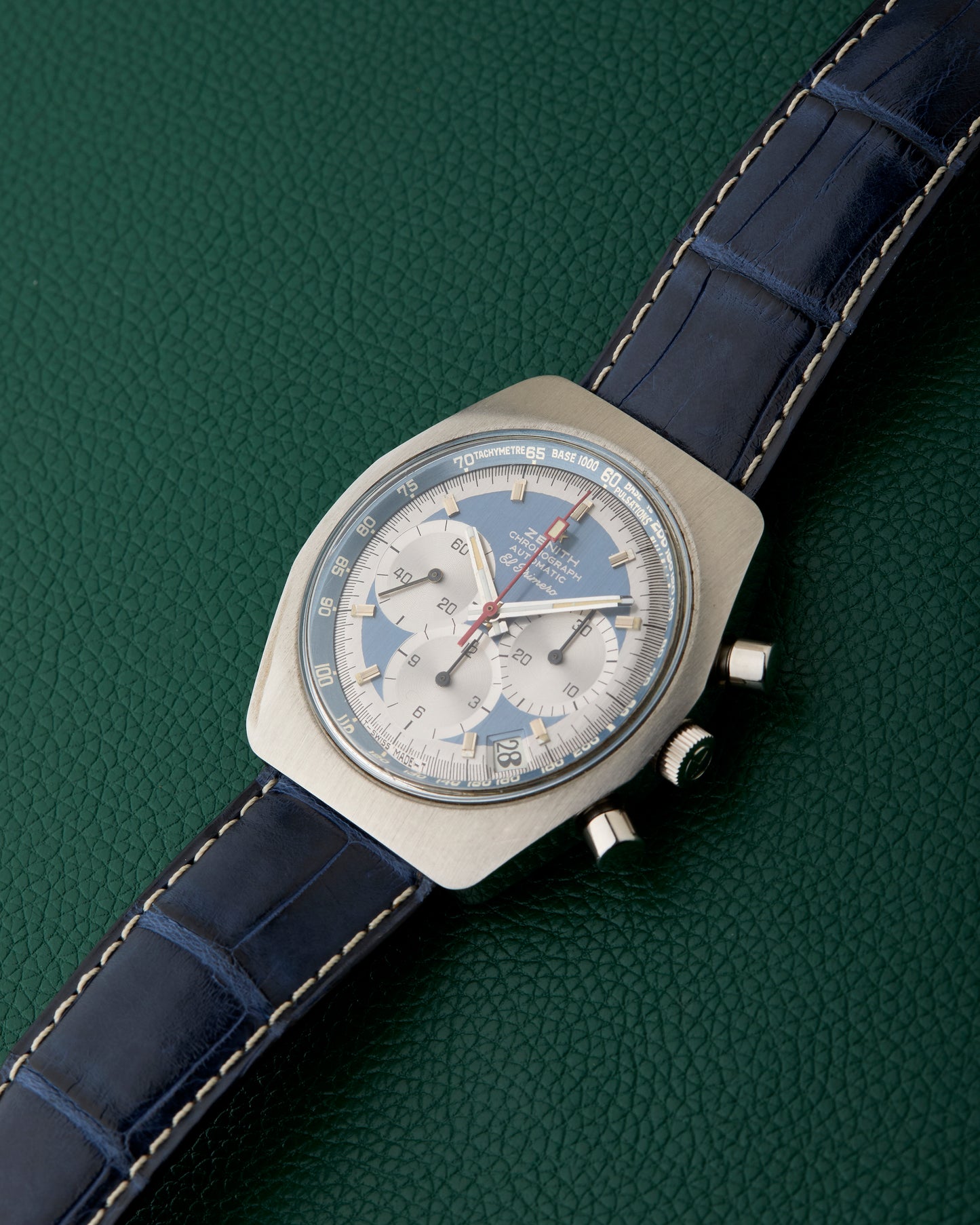 Zenith A788 El Primero Blue Dial Vintage Steel Chronograph