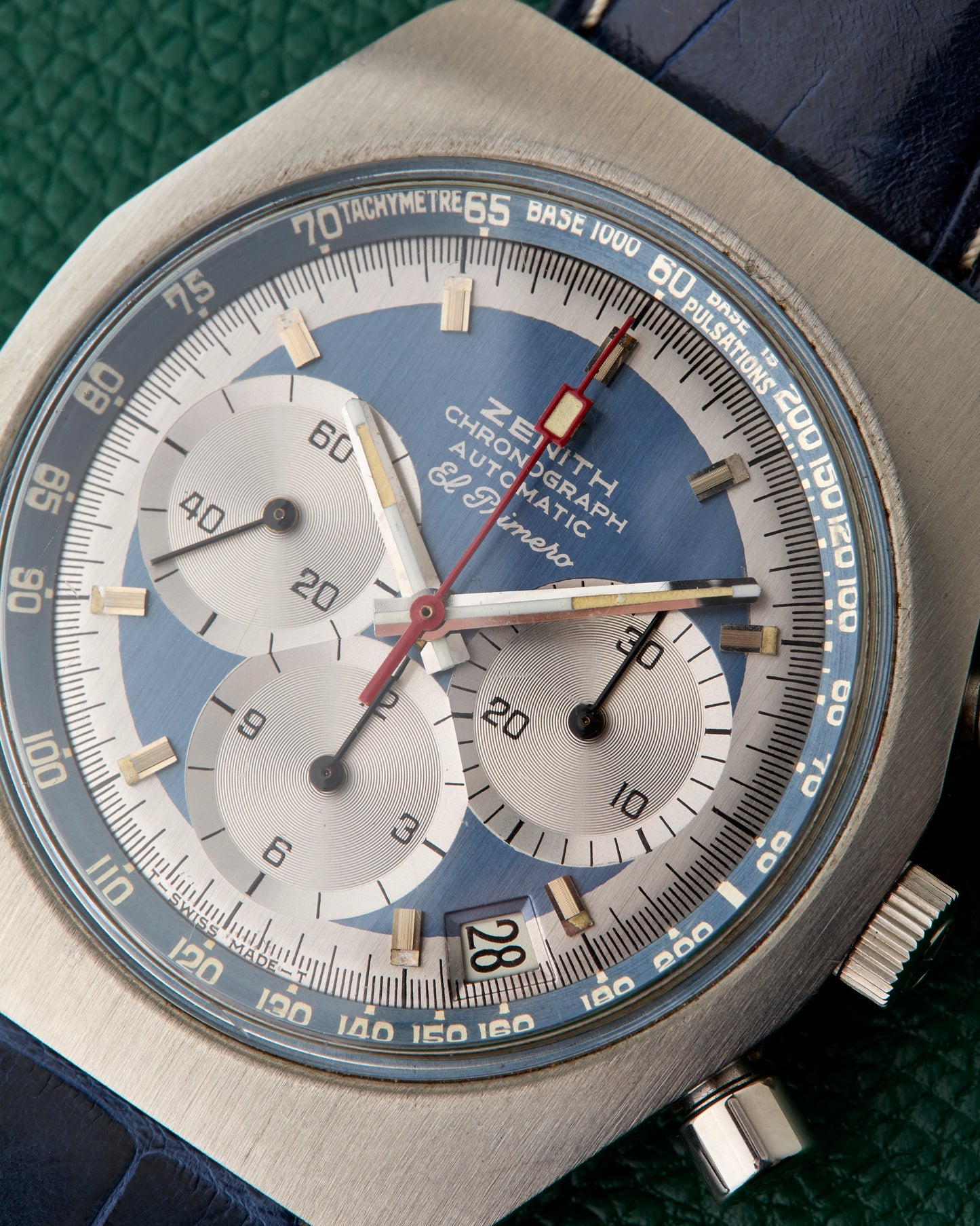 Zenith A788 El Primero Blue Dial Vintage Steel Chronograph