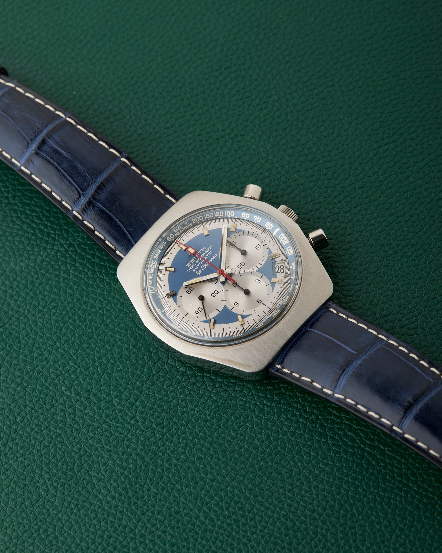 Zenith A788 El Primero Blue Dial Vintage Steel Chronograph