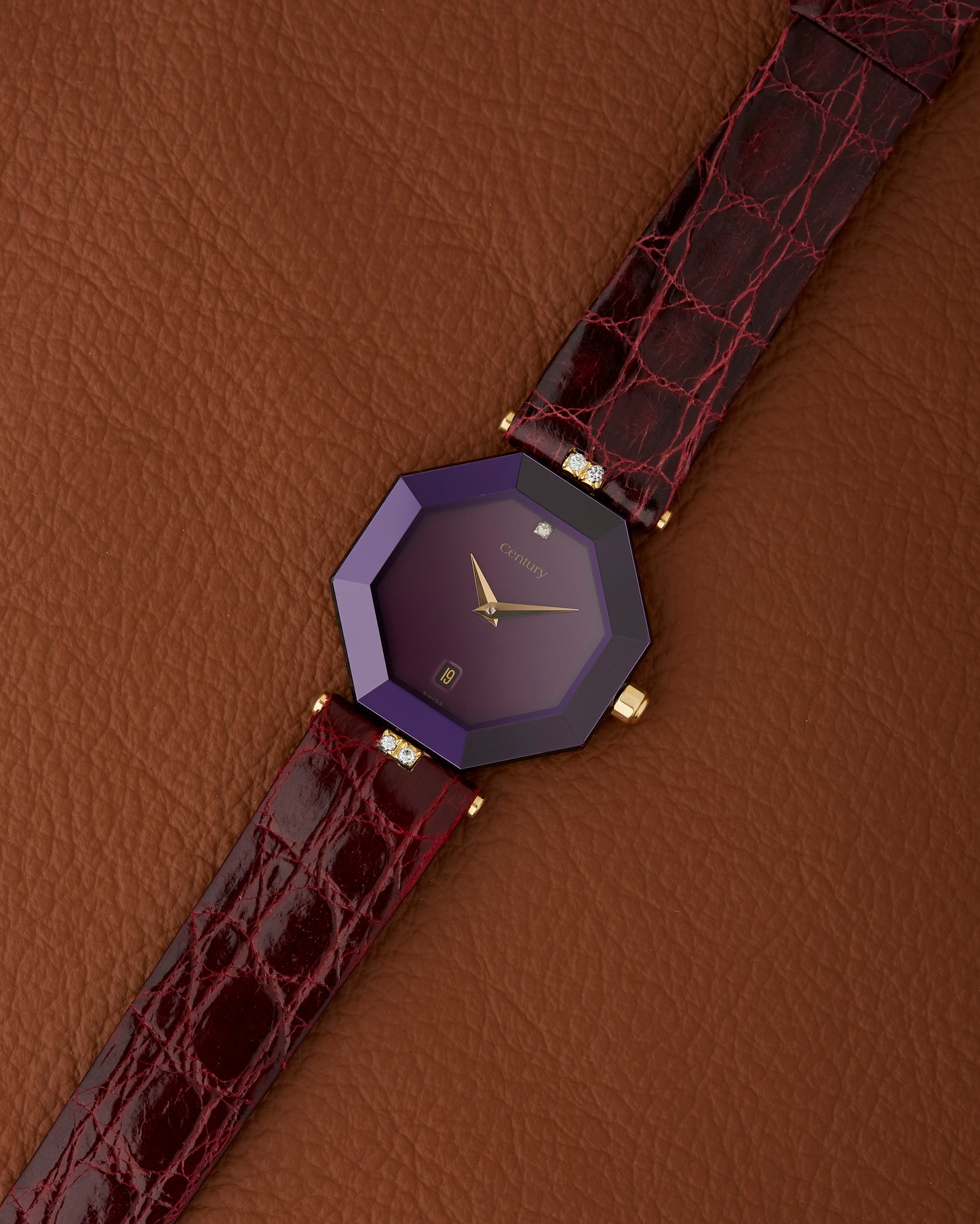 Century Purple Sapphire & 18k Watch With Diamonds