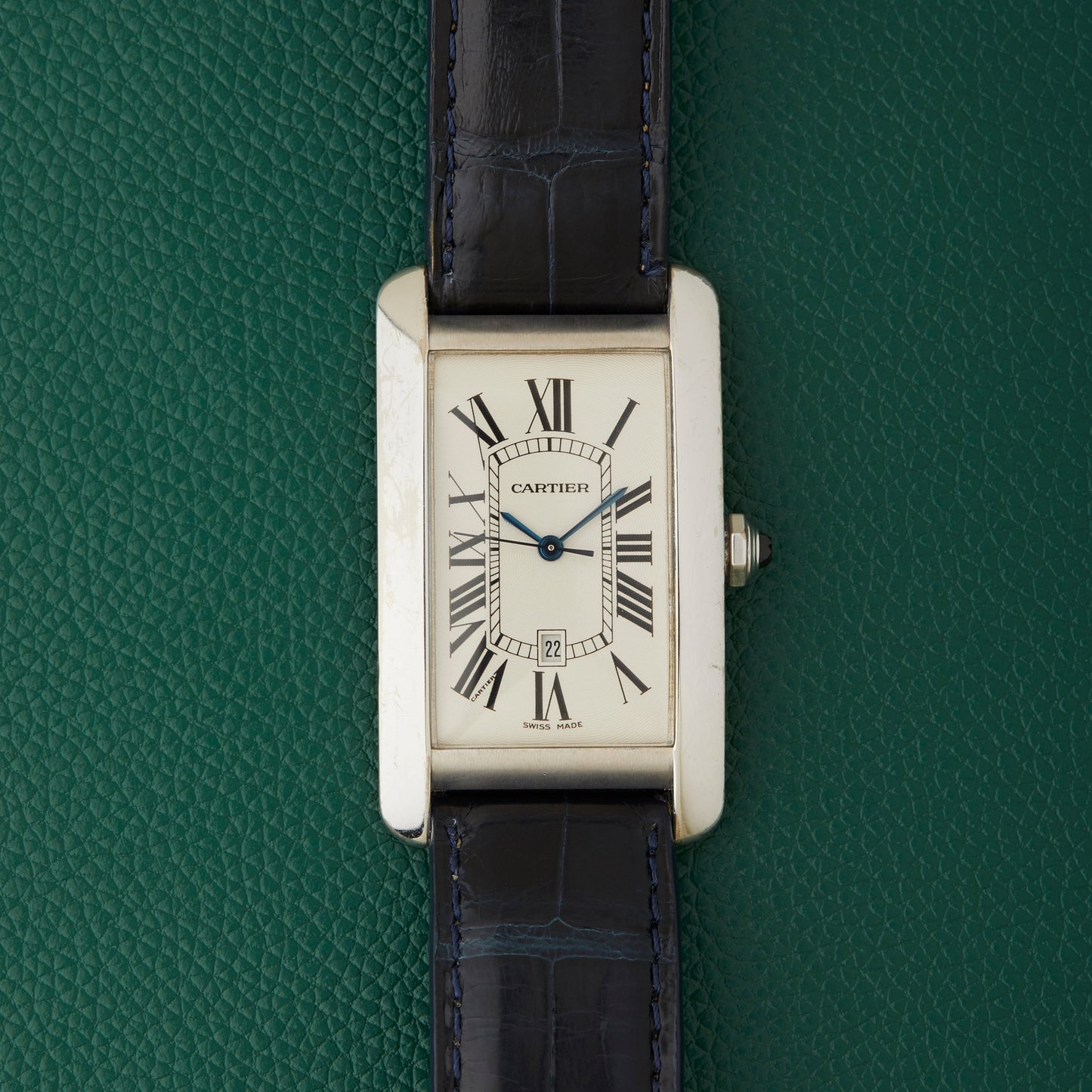 Cartier Tank Americaine 1741 White Gold 18k Cartier Strap & Buckle