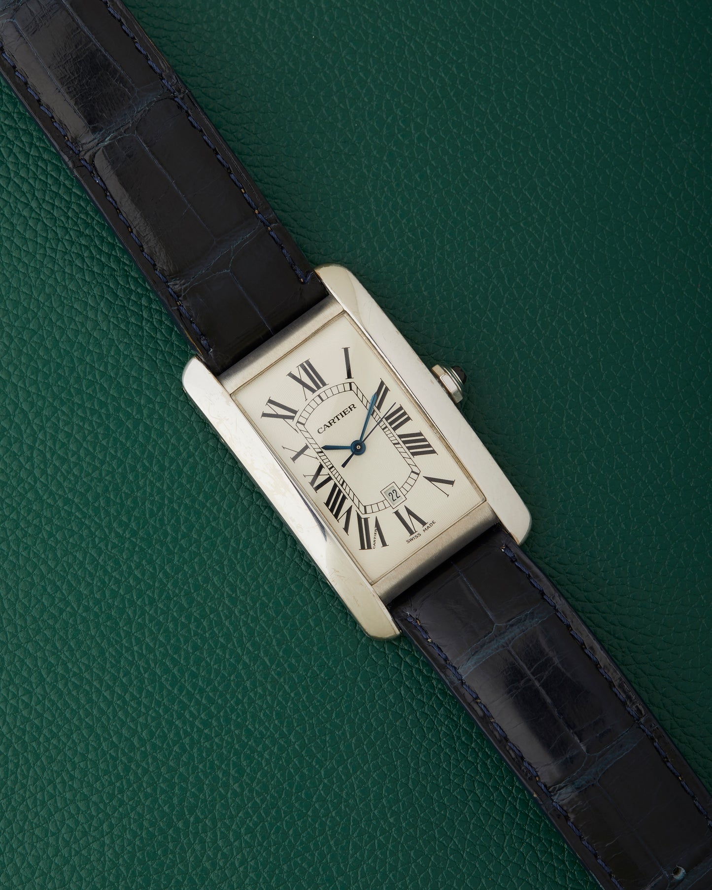 Cartier Tank Americaine 1741 White Gold 18k Cartier Strap & Buckle