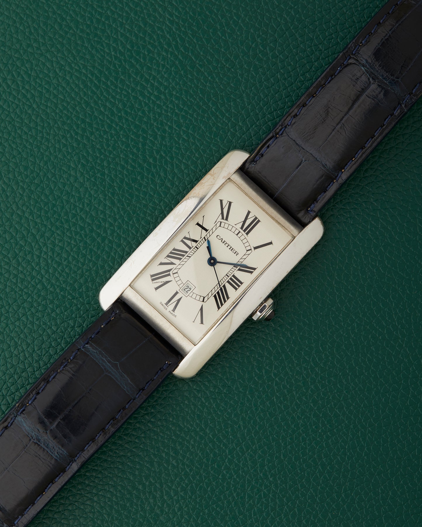 Cartier Tank Americaine 1741 White Gold 18k Cartier Strap & Buckle