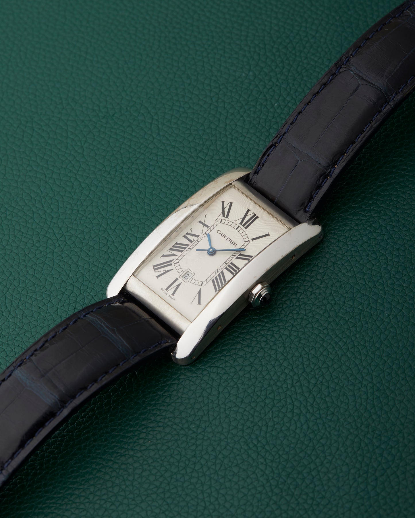 Cartier Tank Americaine 1741 White Gold 18k Cartier Strap & Buckle