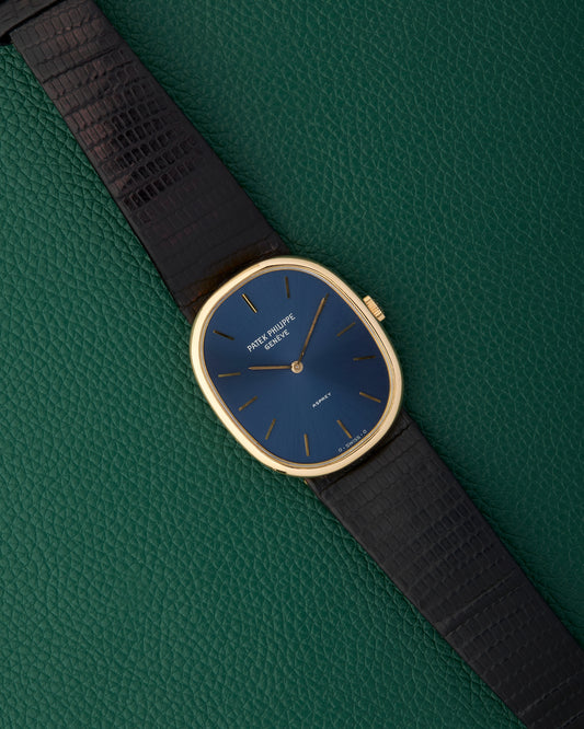 Patek Philippe Ref.3848 Ellipse Asprey Dual Signed 18k Blue Sunburst Dial