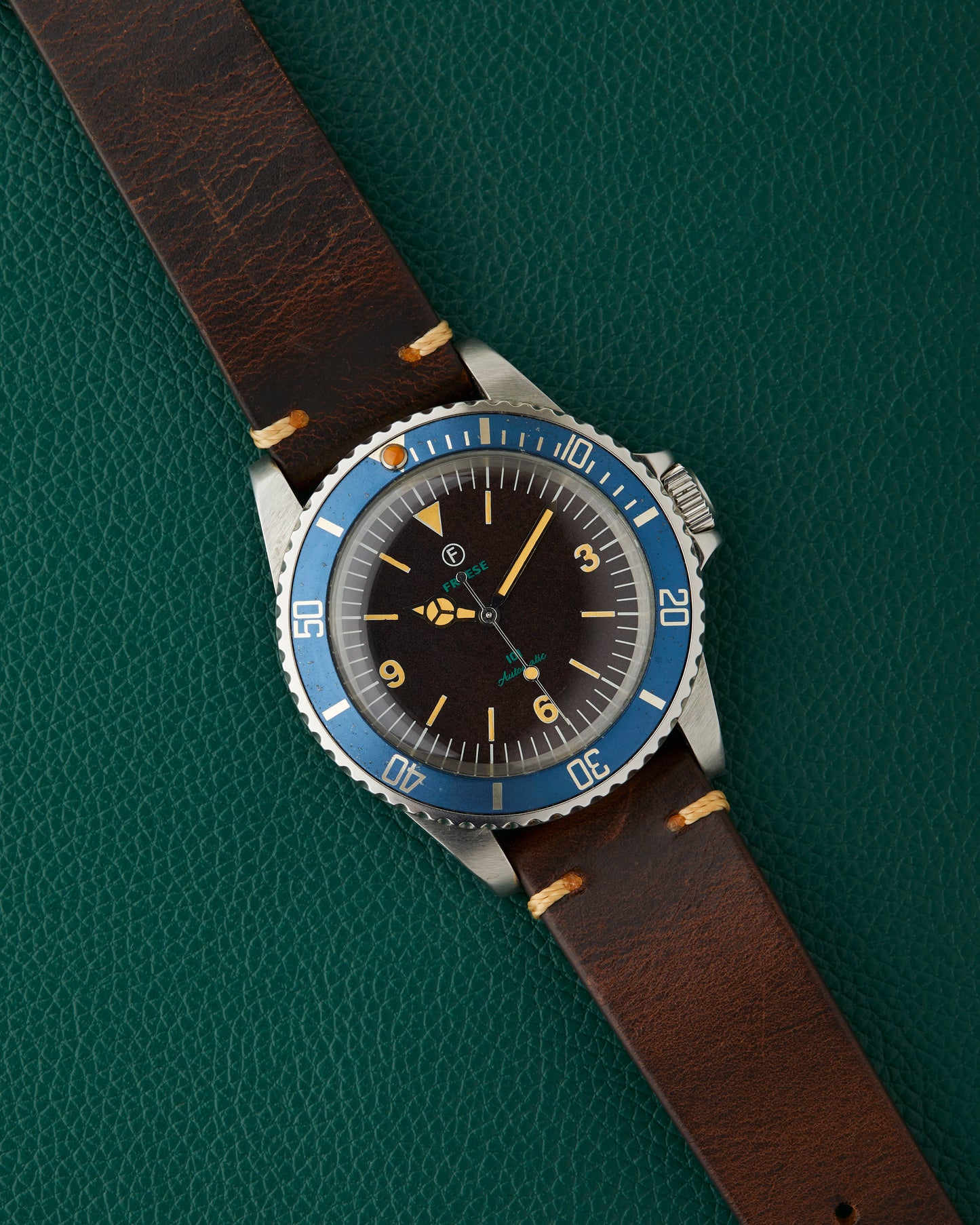 Freese 101 Dark Chocolate Dial Blue Bezel Simon Freese Watch