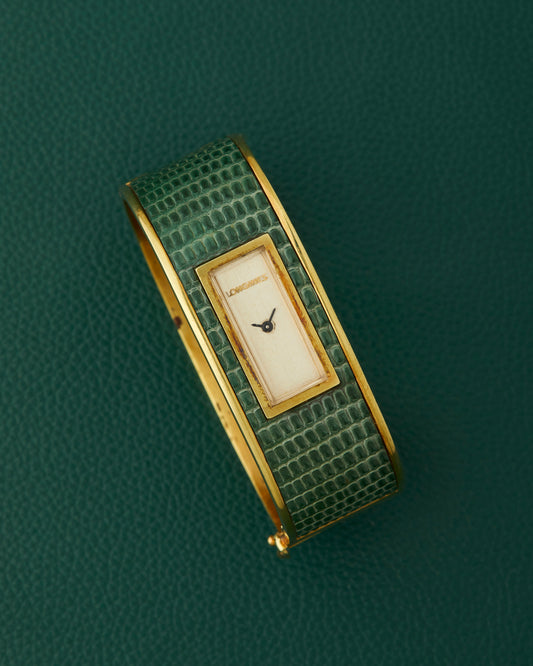 Longines Green Textured Champagne Dial Bangle