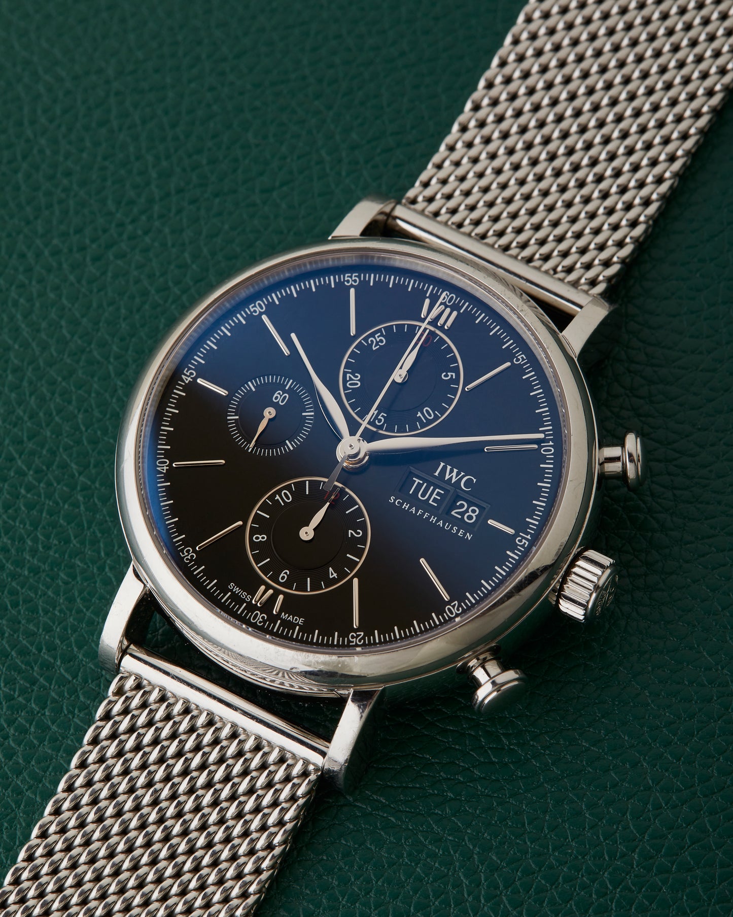 IWC Portofino Chronograph IW391010 Black Dial Steel Bracelet