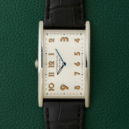 Tiffany & Co. New York East West Drivers Silver Art Deco Watch Boxed