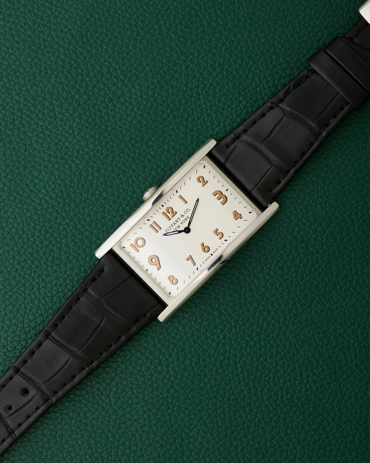 Tiffany & Co. New York East West Drivers Silver Art Deco Watch Boxed