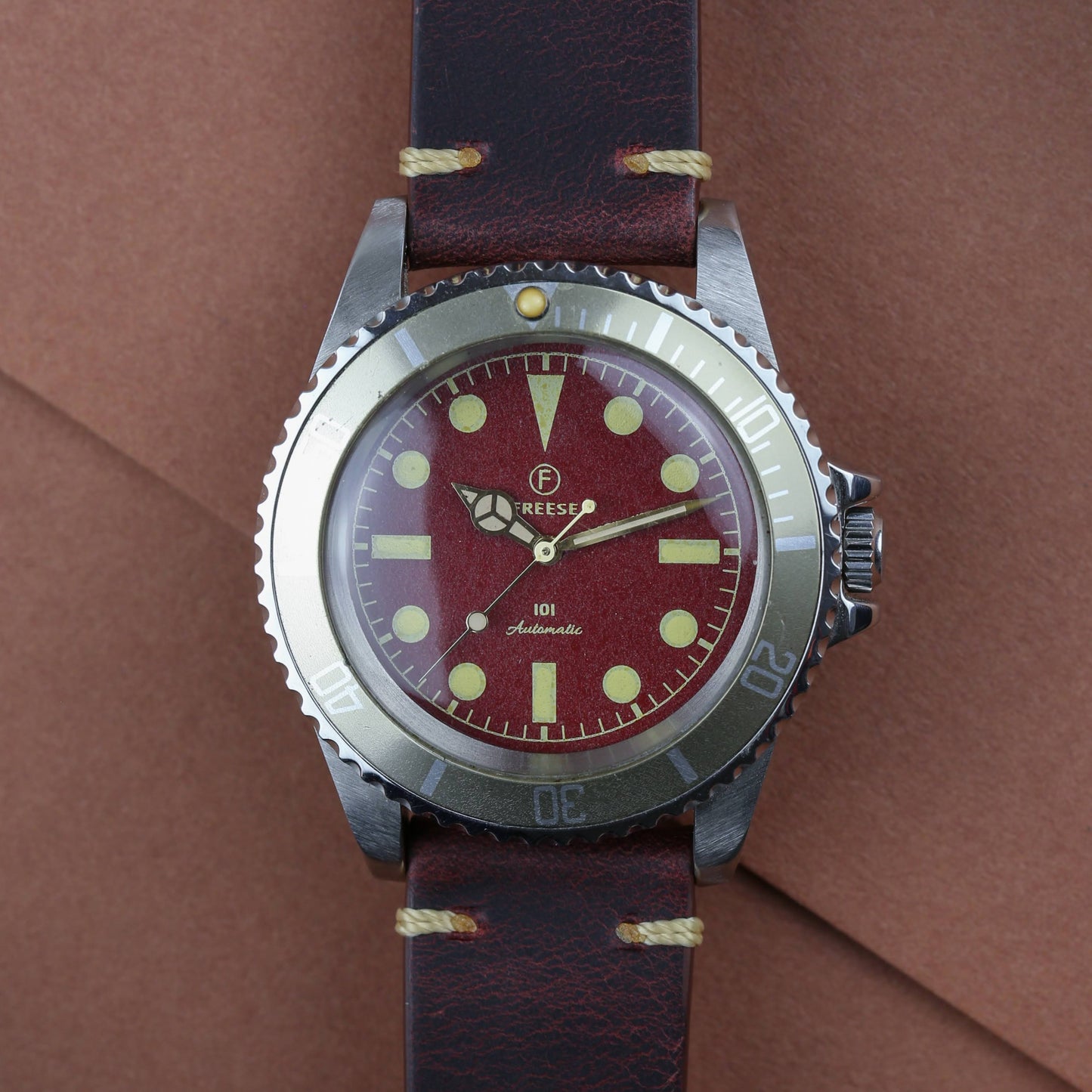 Freese 101 Red Dial Automatic Watch Deadstock