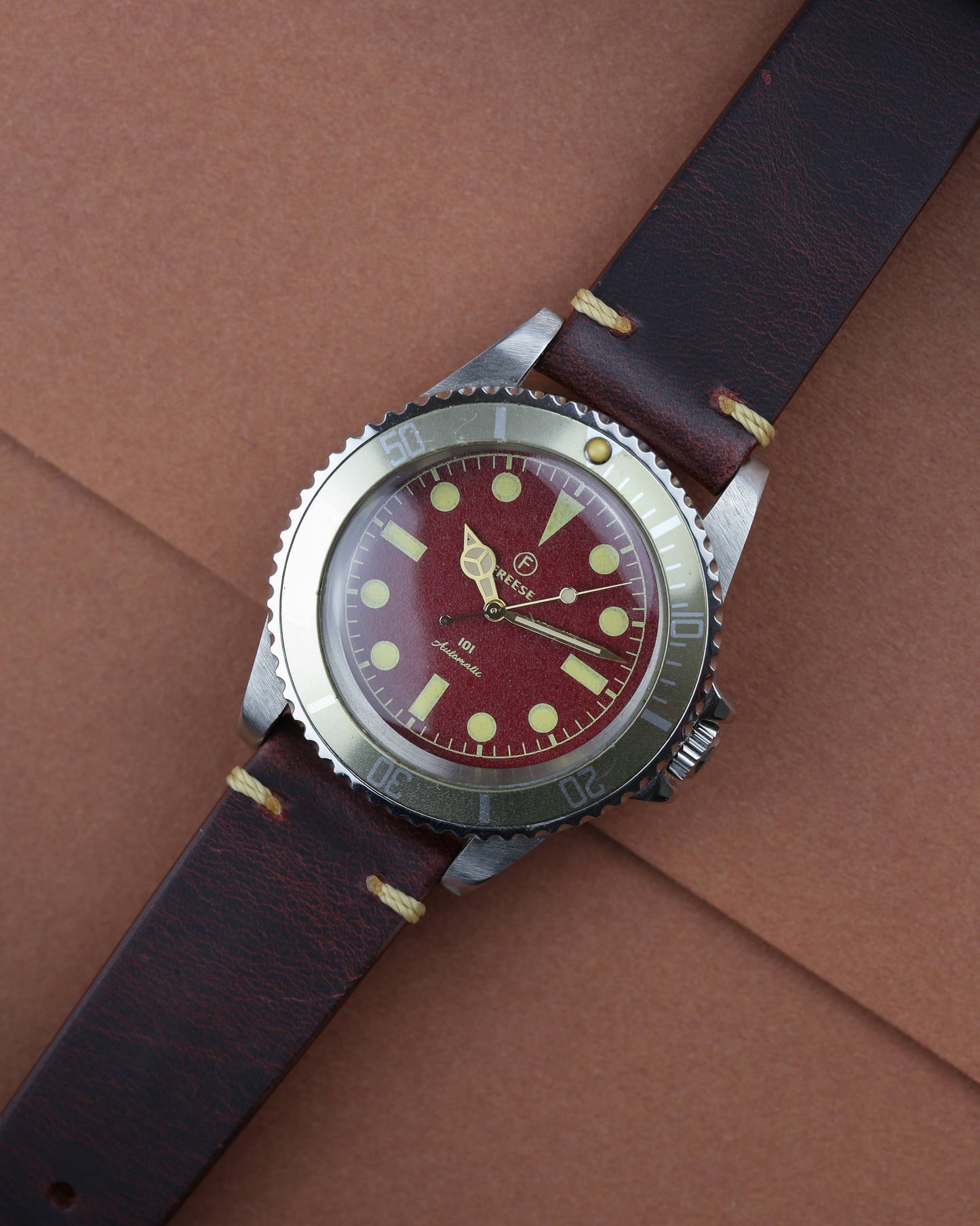 Freese 101 Red Dial Automatic Watch Deadstock