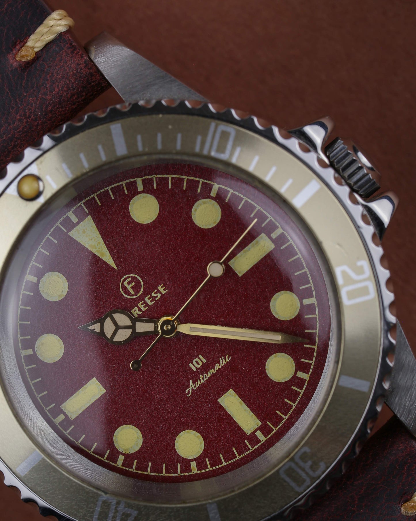 Freese 101 Red Dial Automatic Watch Deadstock