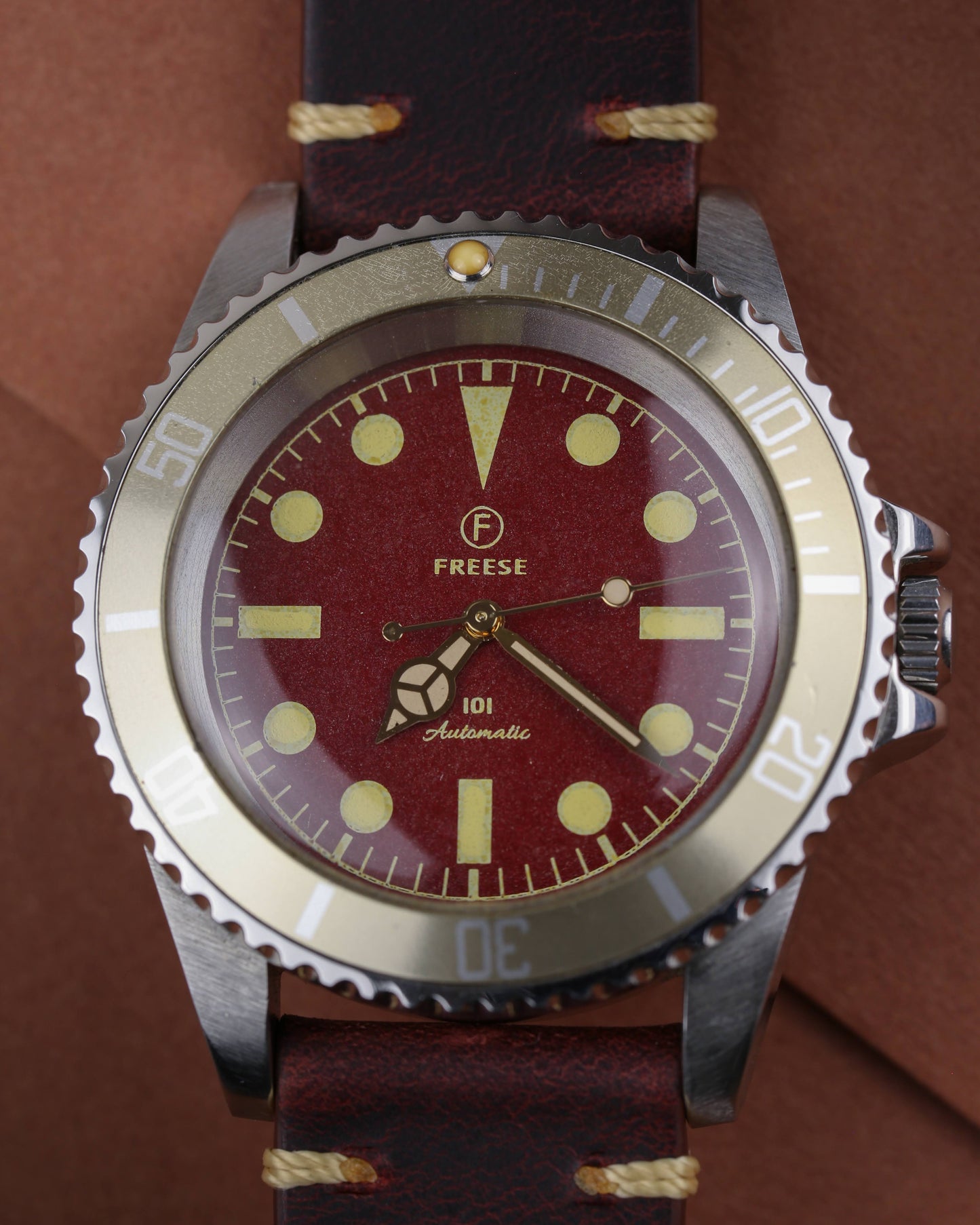 Freese 101 Red Dial Automatic Watch Deadstock