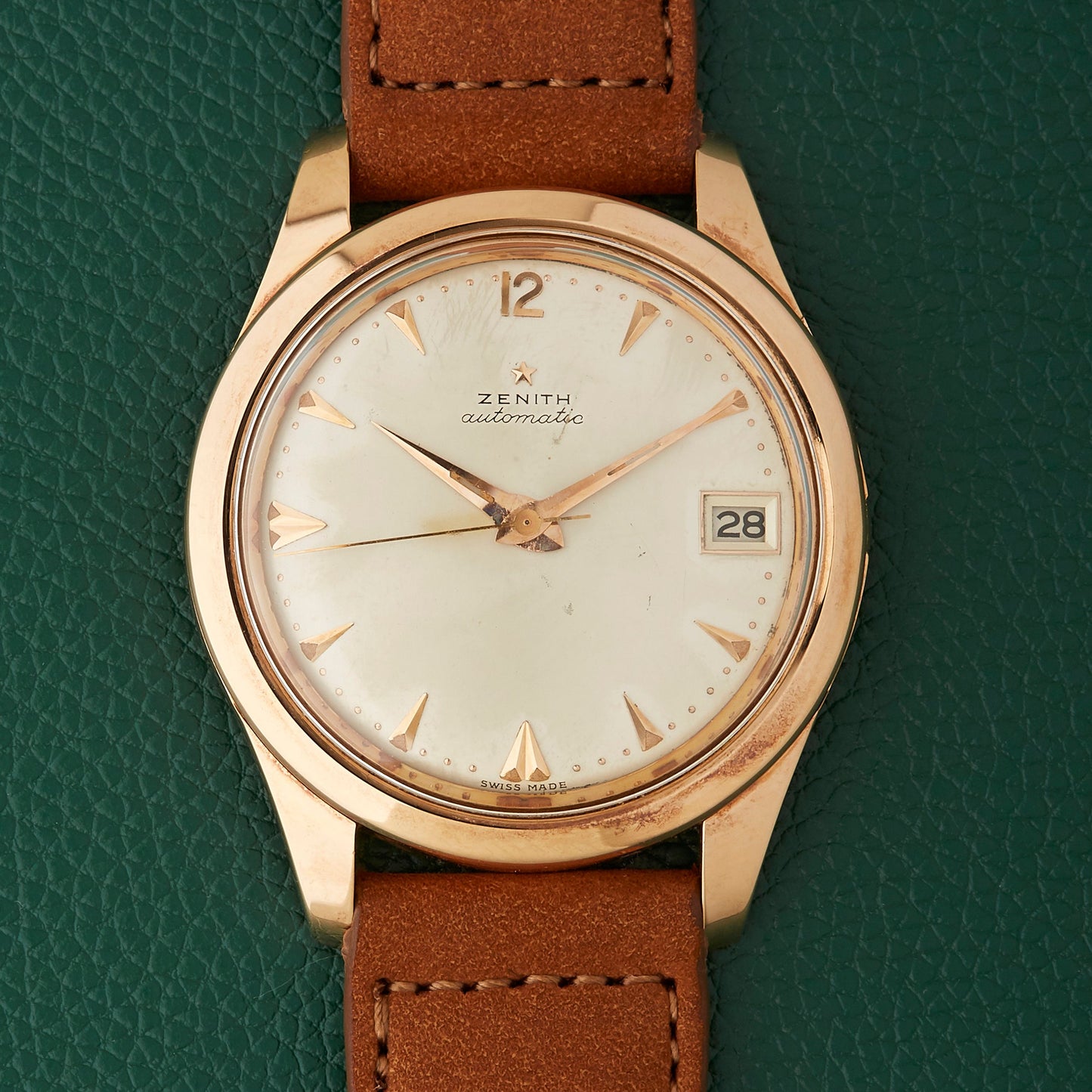 Zenith 18k Rose Gold Spillmann Case Cal.71 Automatic Vintage Watch