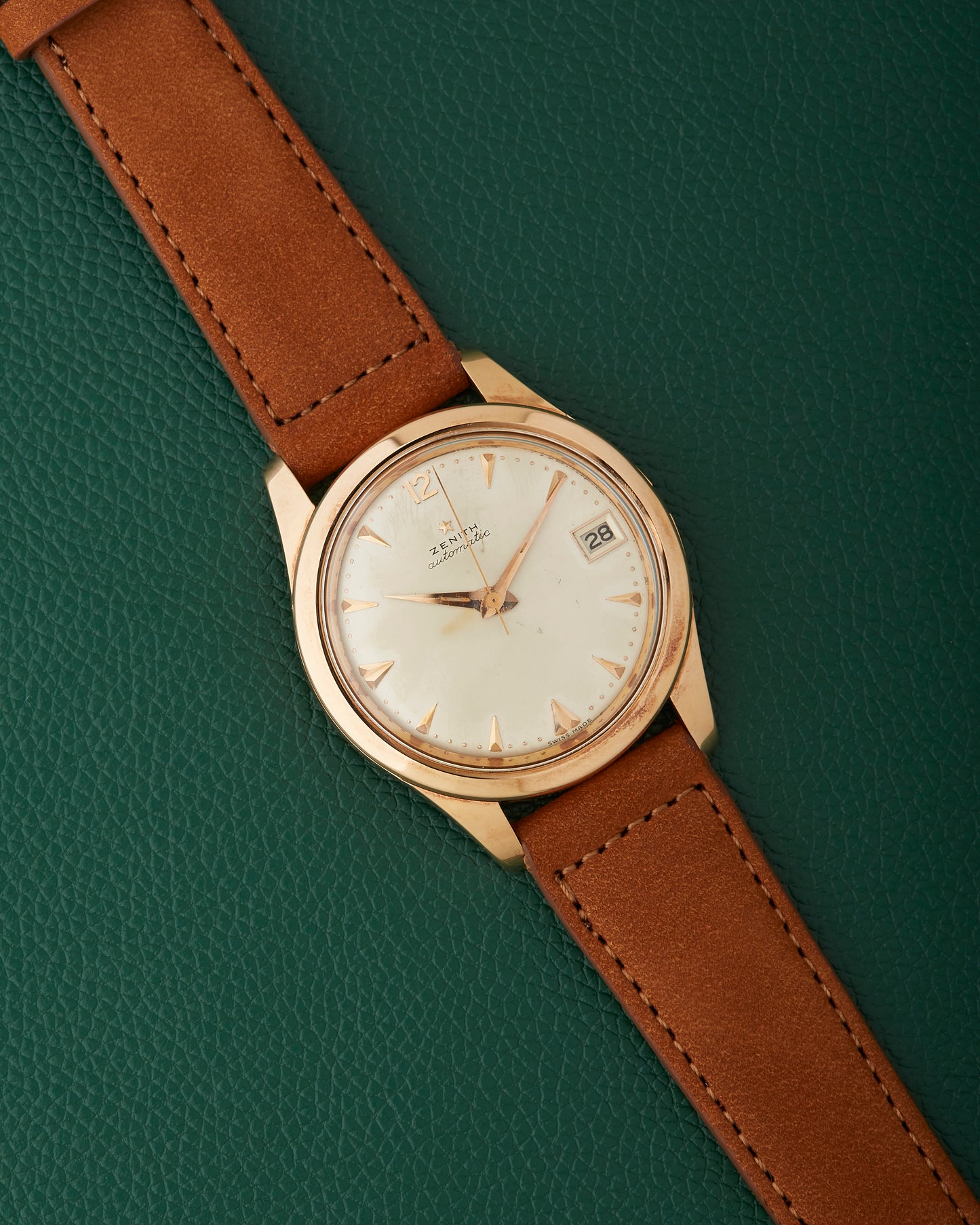 Zenith 18k Rose Gold Spillmann Case Cal.71 Automatic Vintage Watch