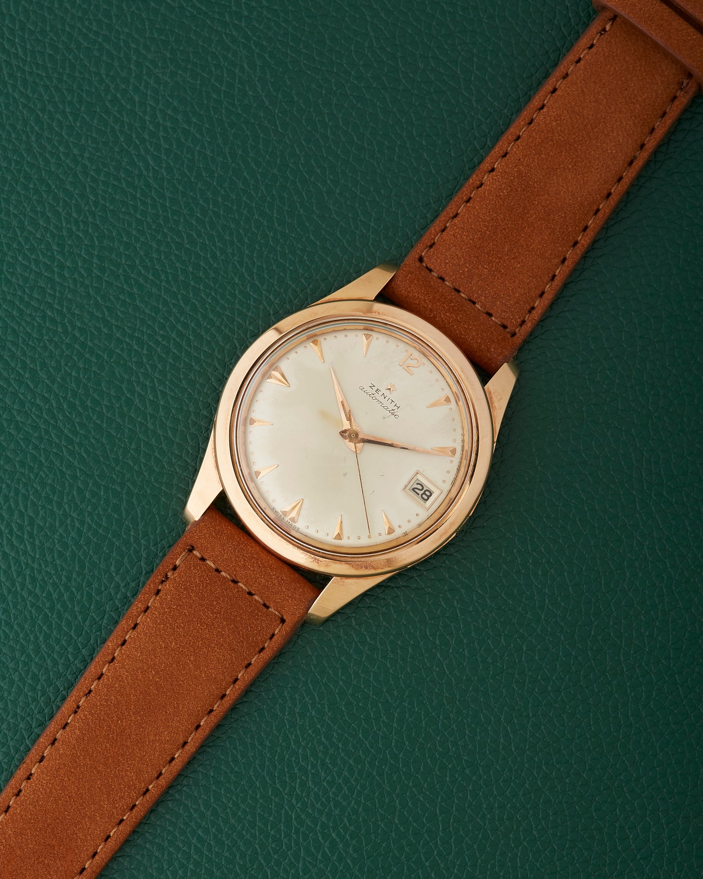 Zenith 18k Rose Gold Spillmann Case Cal.71 Automatic Vintage Watch