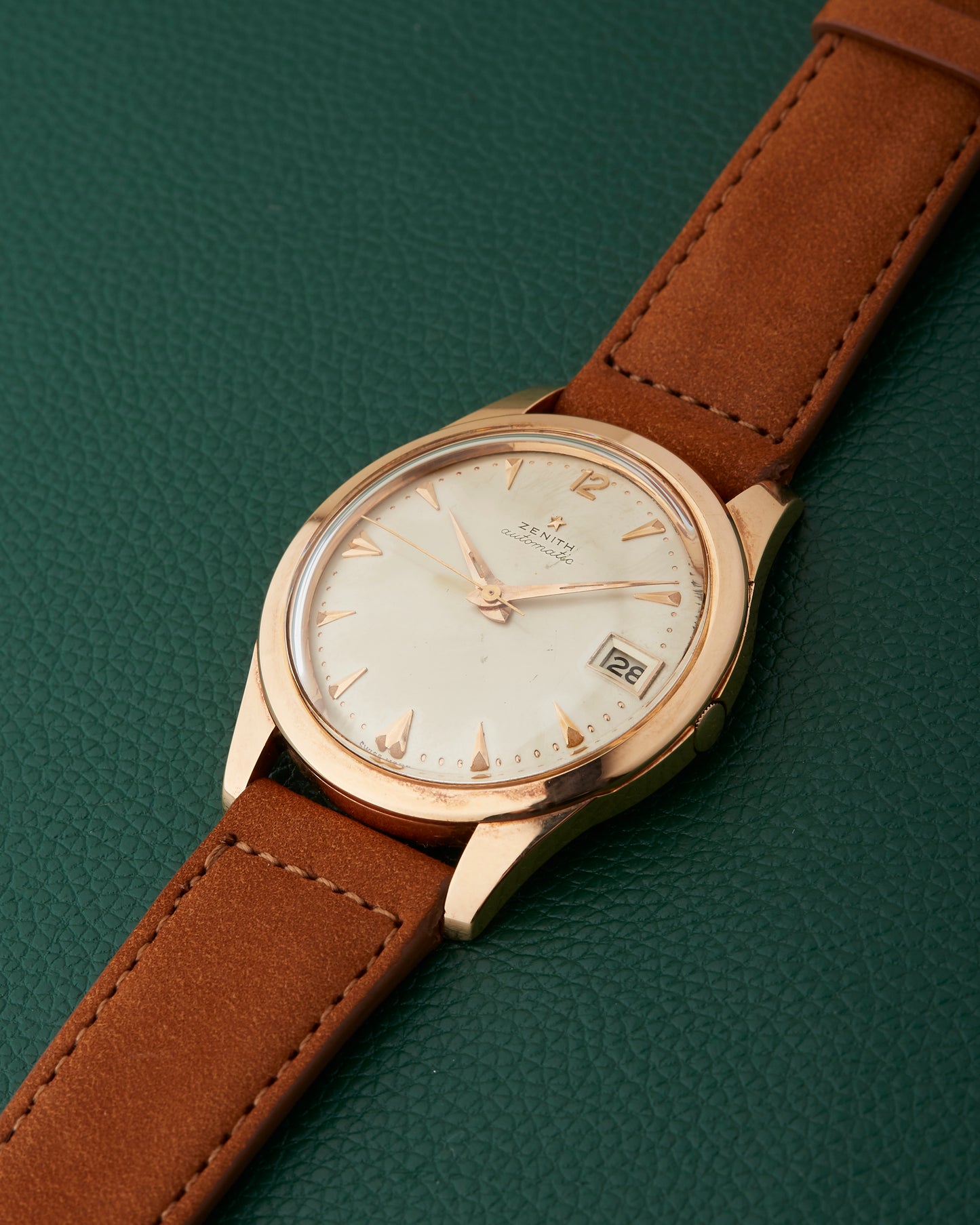Zenith 18k Rose Gold Spillmann Case Cal.71 Automatic Vintage Watch