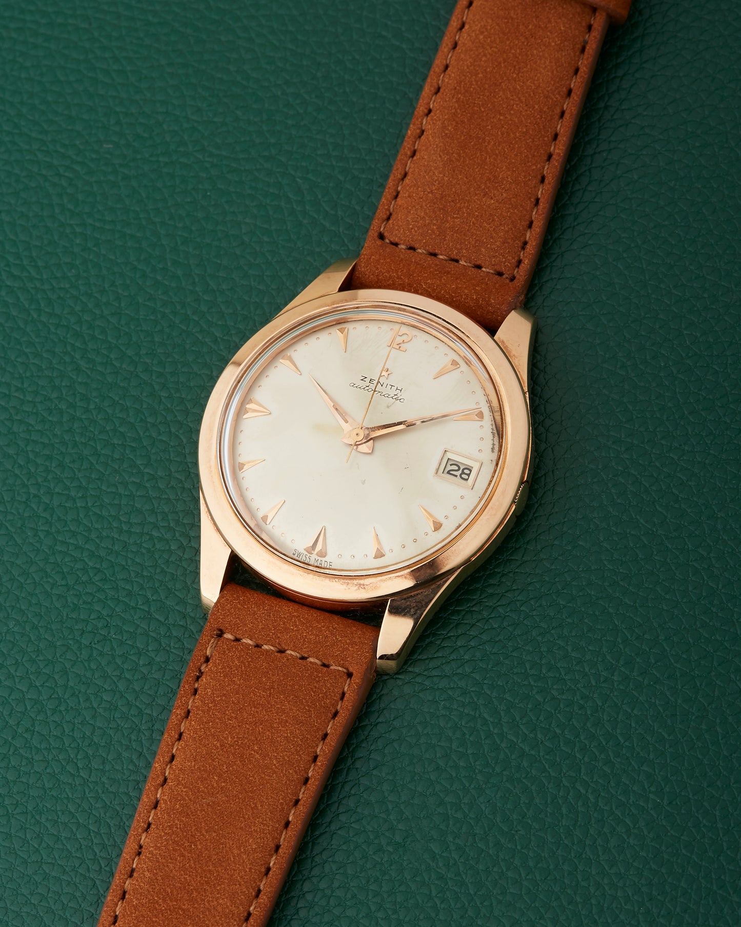 Zenith 18k Rose Gold Spillmann Case Cal.71 Automatic Vintage Watch