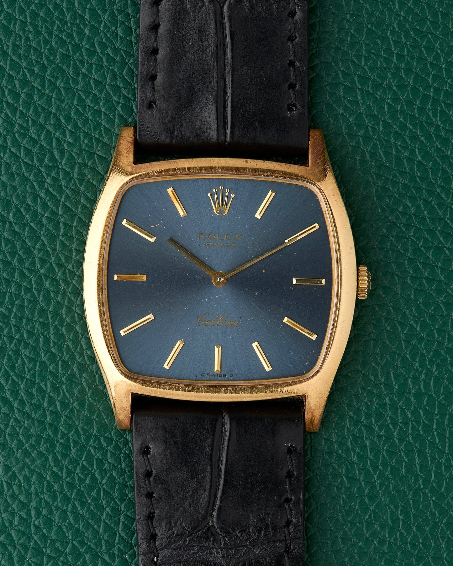 Rolex Cellini Ref. 3805 Blue Sunburst 18k Yellow Gold TV case 1976